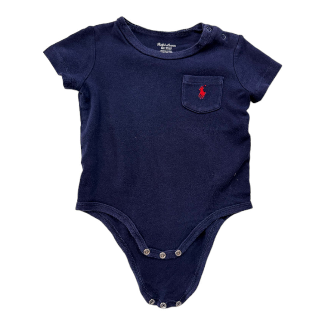 RALPH LAUREN - Marineblauer T-Shirt-Body - 6 Monate