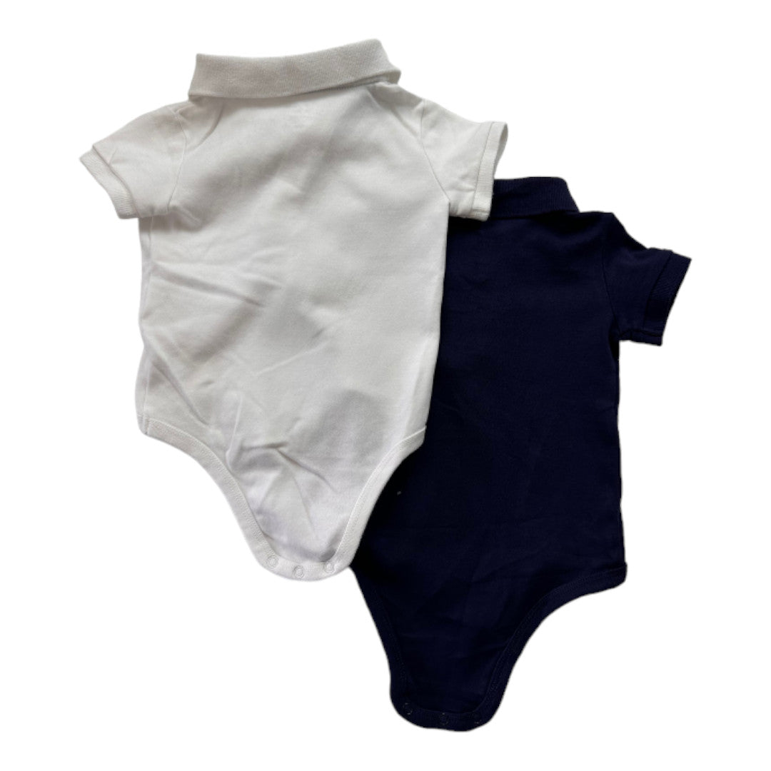 RALPH LAUREN – 2er-Pack blau-weiße Polo-Bodys – 3 Monate