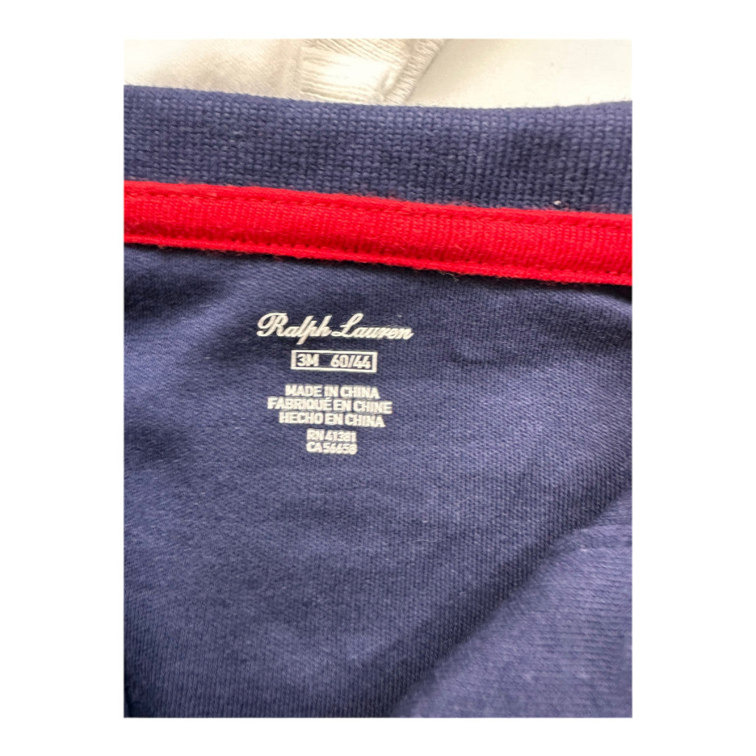 RALPH LAUREN – 2er-Pack blau-weiße Polo-Bodys – 3 Monate