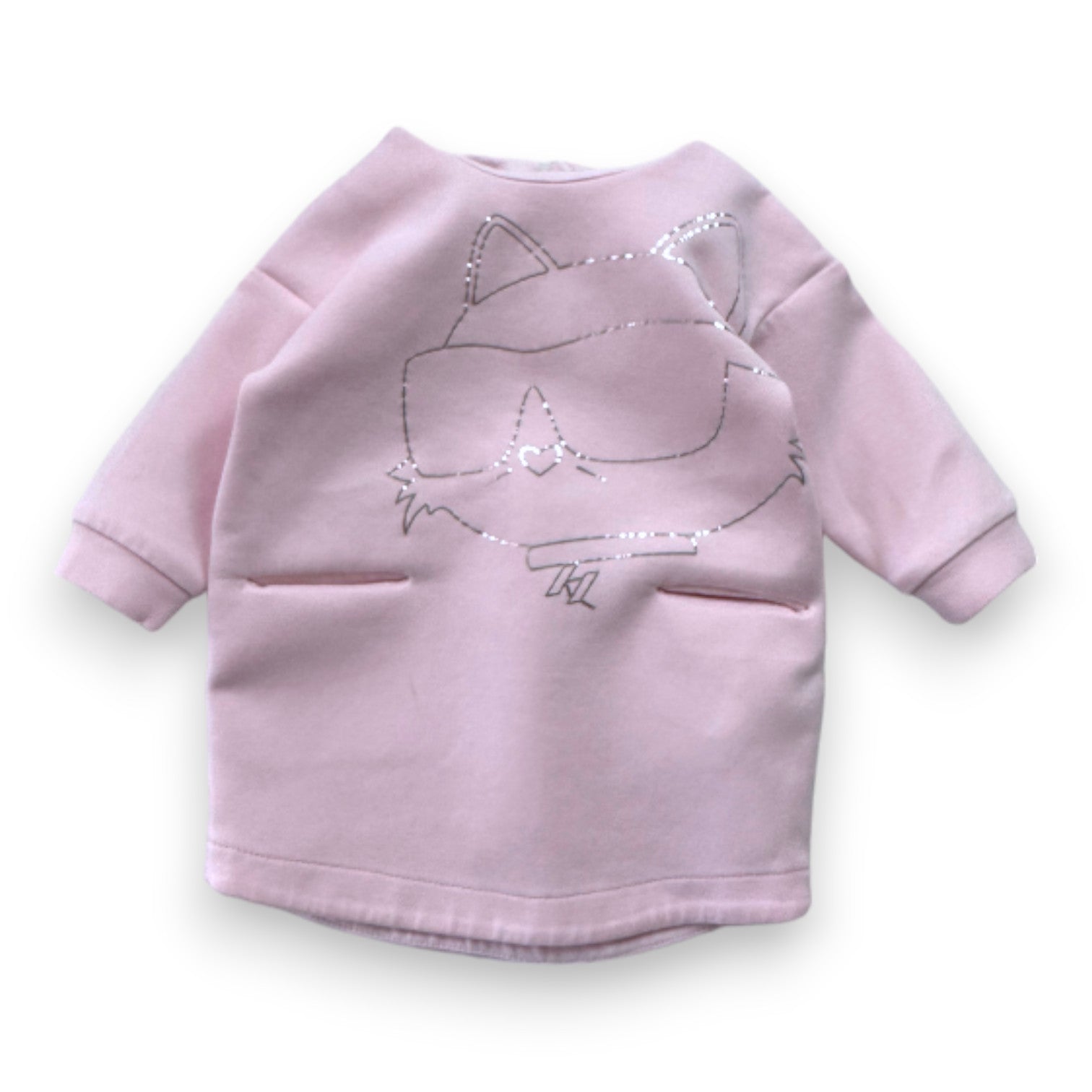 KARL LAGERFELD - Rosa Langarmkleid mit Print - 3 Monate