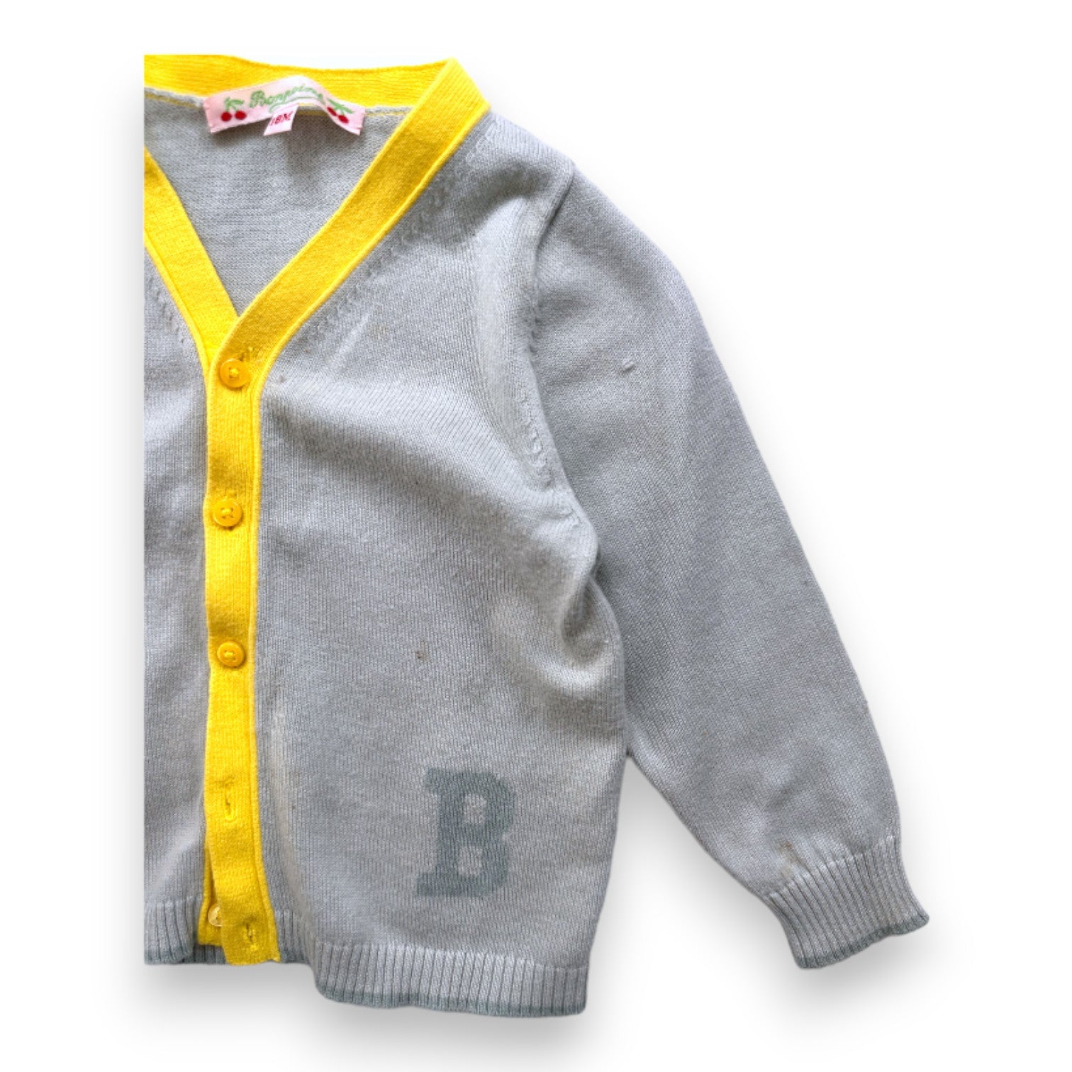 BONPOINT - cardigan vert et jaune - 18 mois