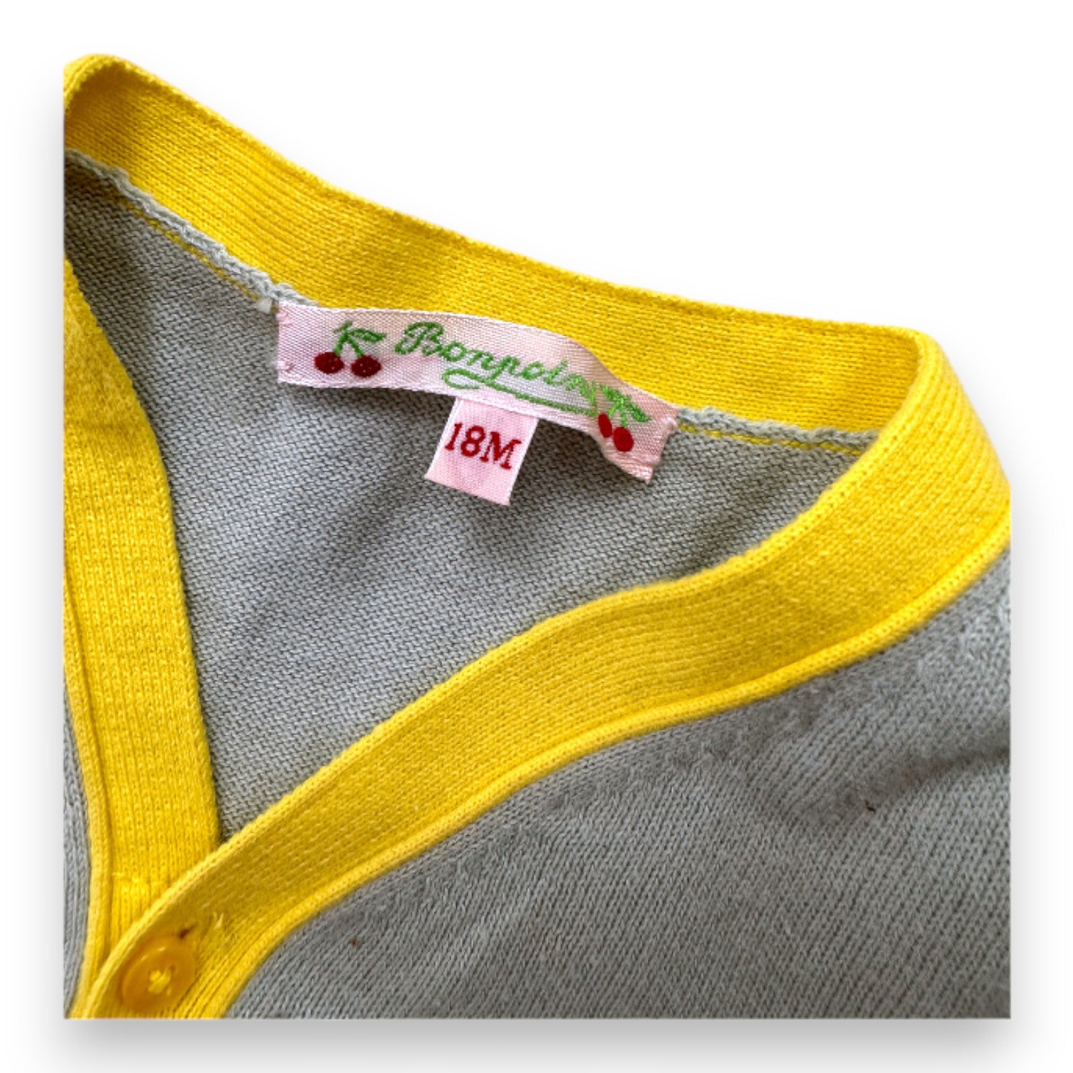 BONPOINT - grün-gelbe Strickjacke - 18 Monate