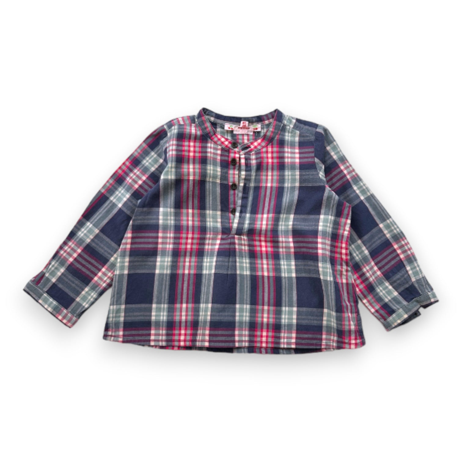 BONPOINT - Chemise bleue et rose à carreaux - 18 mois