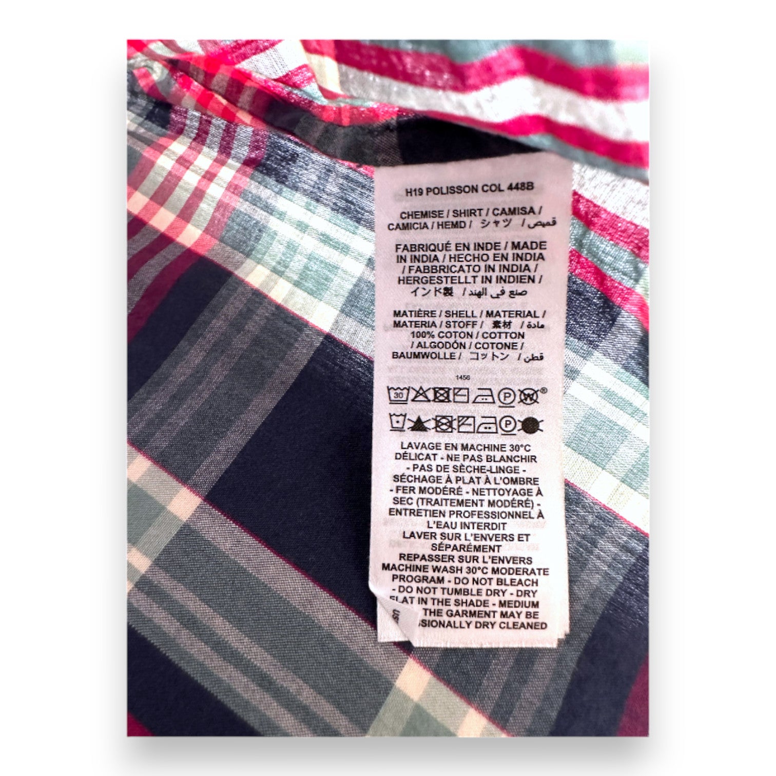 BONPOINT - Blau-rosa kariertes Hemd - 18 Monate