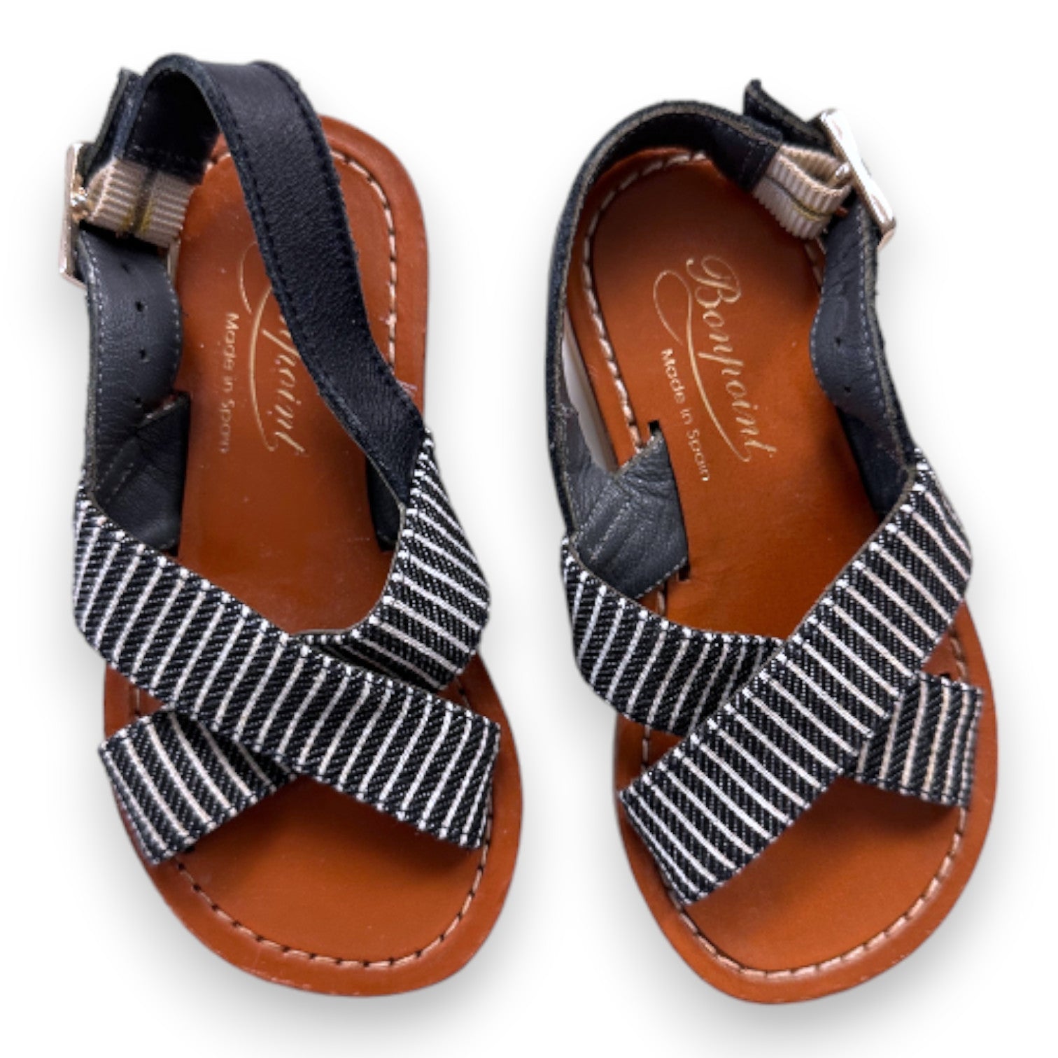 BONPOINT - sandales noires et blanches à rayures - 24