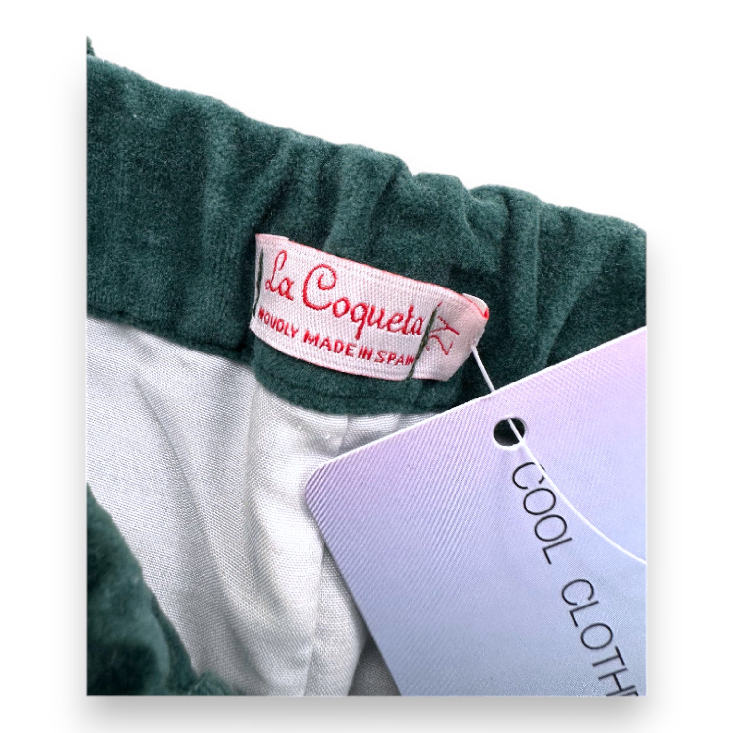 LA COQUETA - Short en velours vert - 2 ans