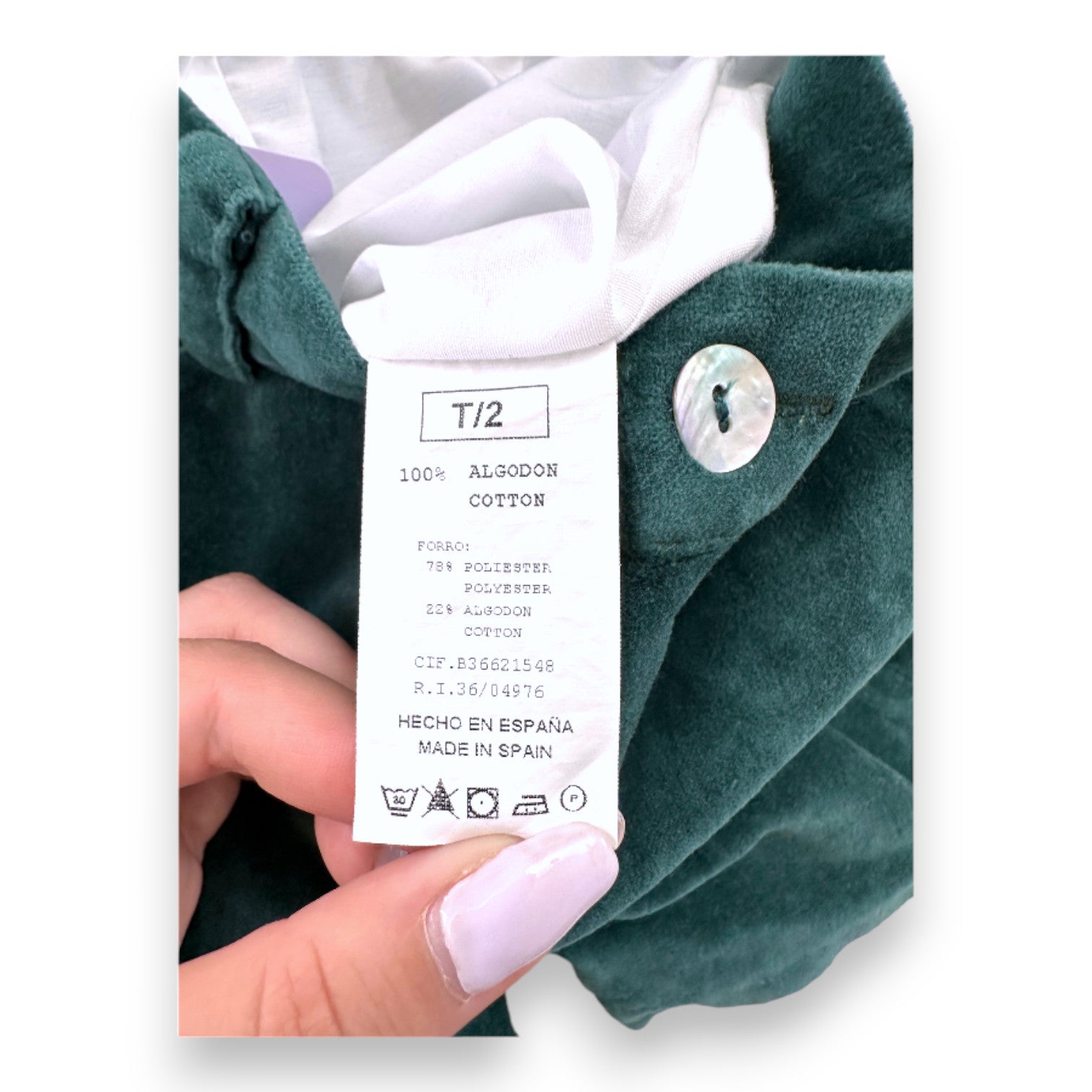 LA COQUETA - Short en velours vert - 2 ans