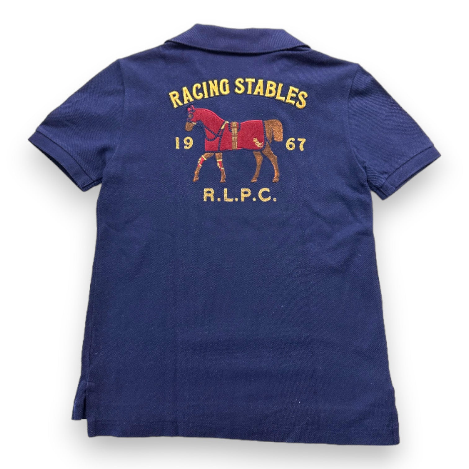 RALPH LAUREN - Navy blue short-sleeved polo shirt with embroidery - 7 years