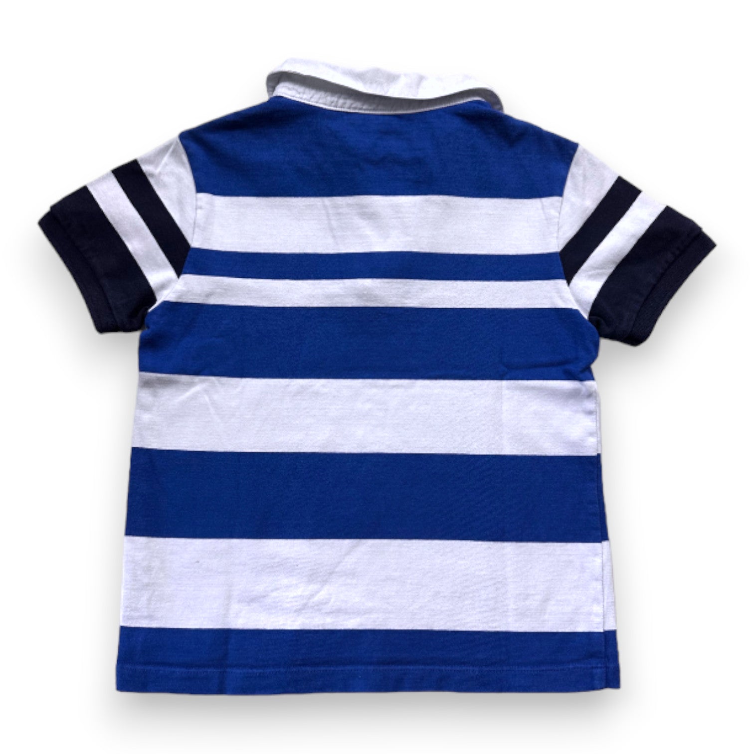 JACADI - Short-sleeved white and blue striped polo shirt - 8 years