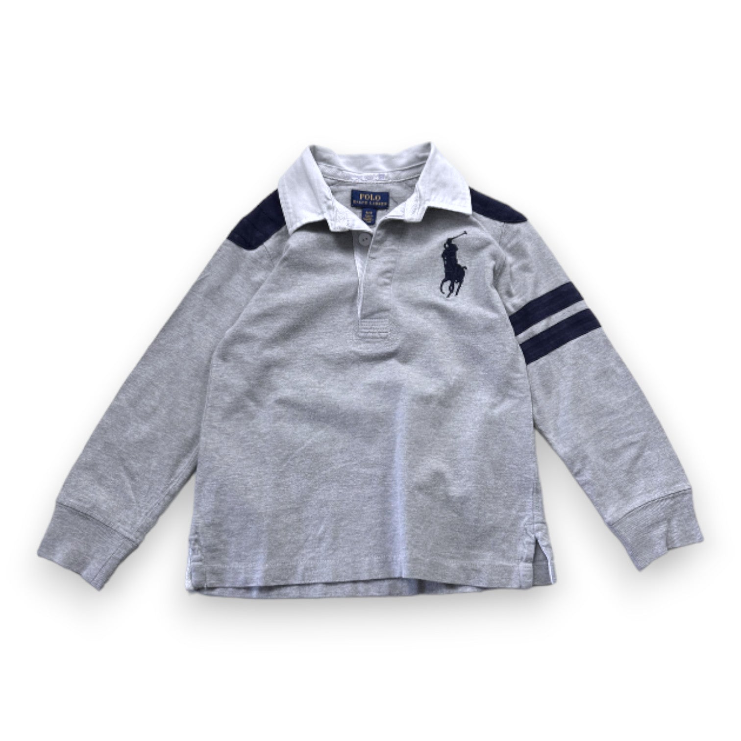 RALPH LAUREN - Gray long-sleeved polo shirt - 4 years