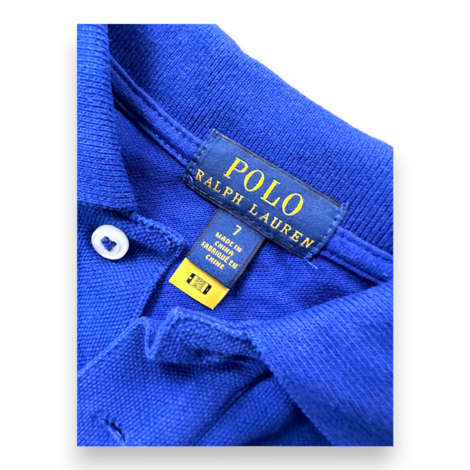 RALPH LAUREN - Blaues Kurzarm-Poloshirt - 7 Jahre