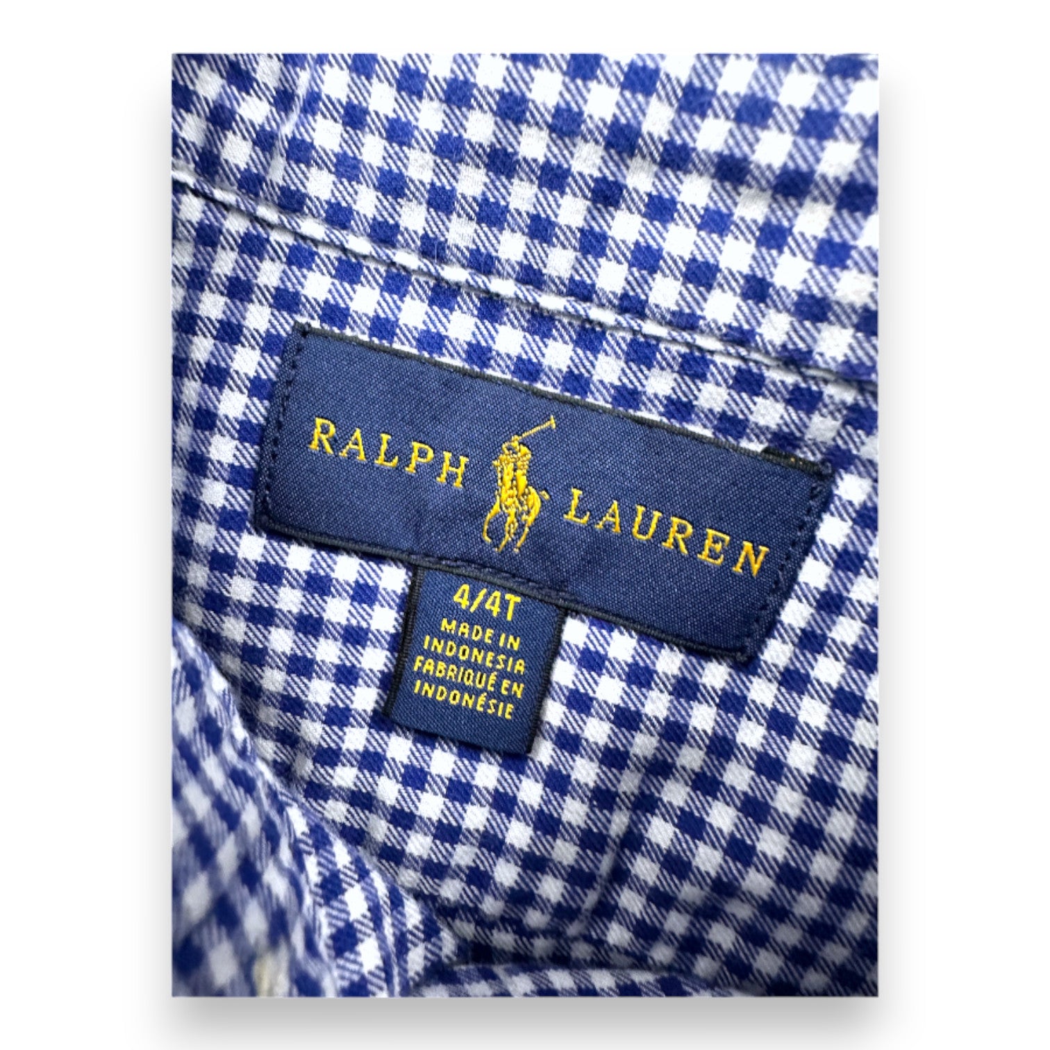 RALPH LAUREN - Weiß-blau kariertes Hemd - 4 Jahre