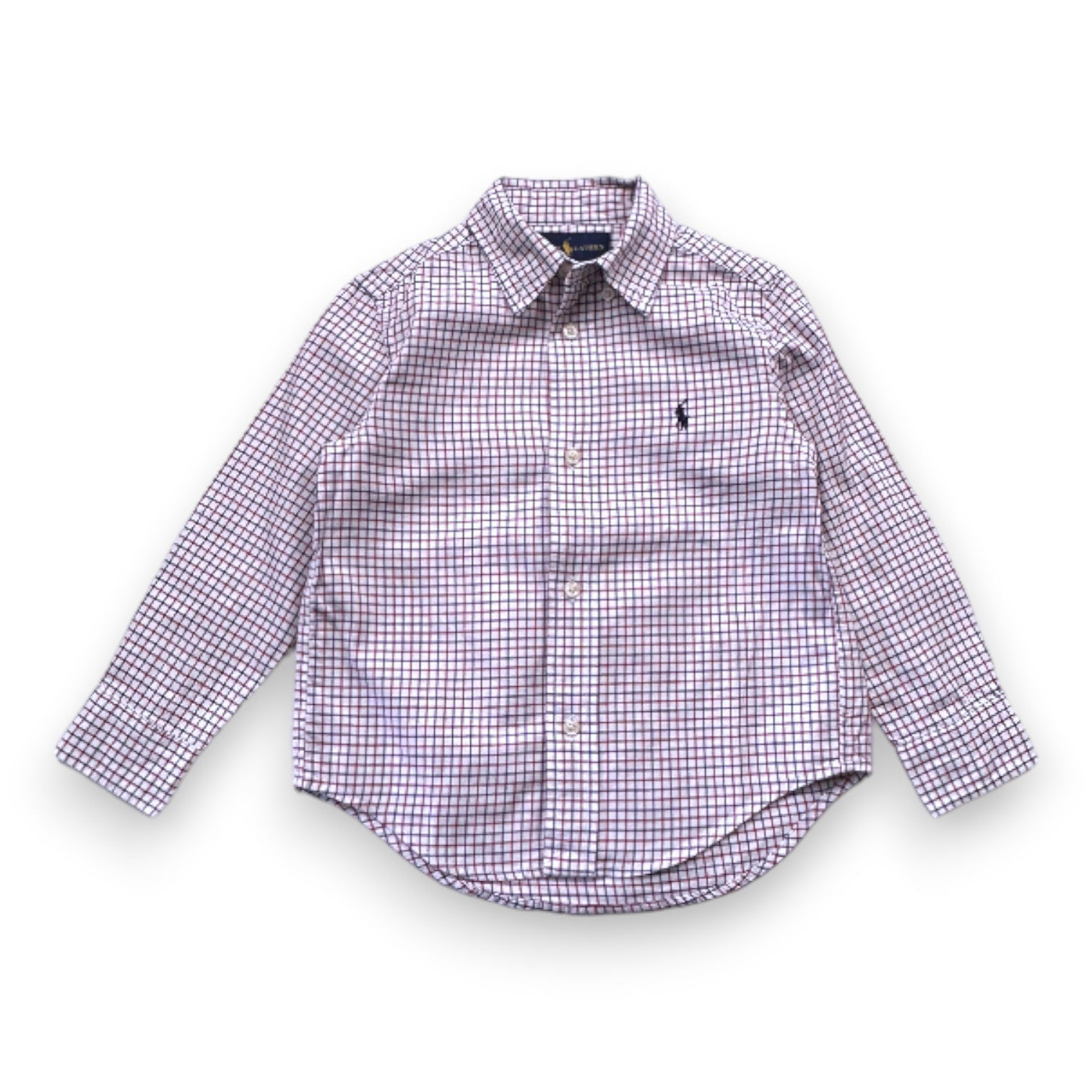 RALPH LAUREN - White shirt with pink and blue checks - 3 years