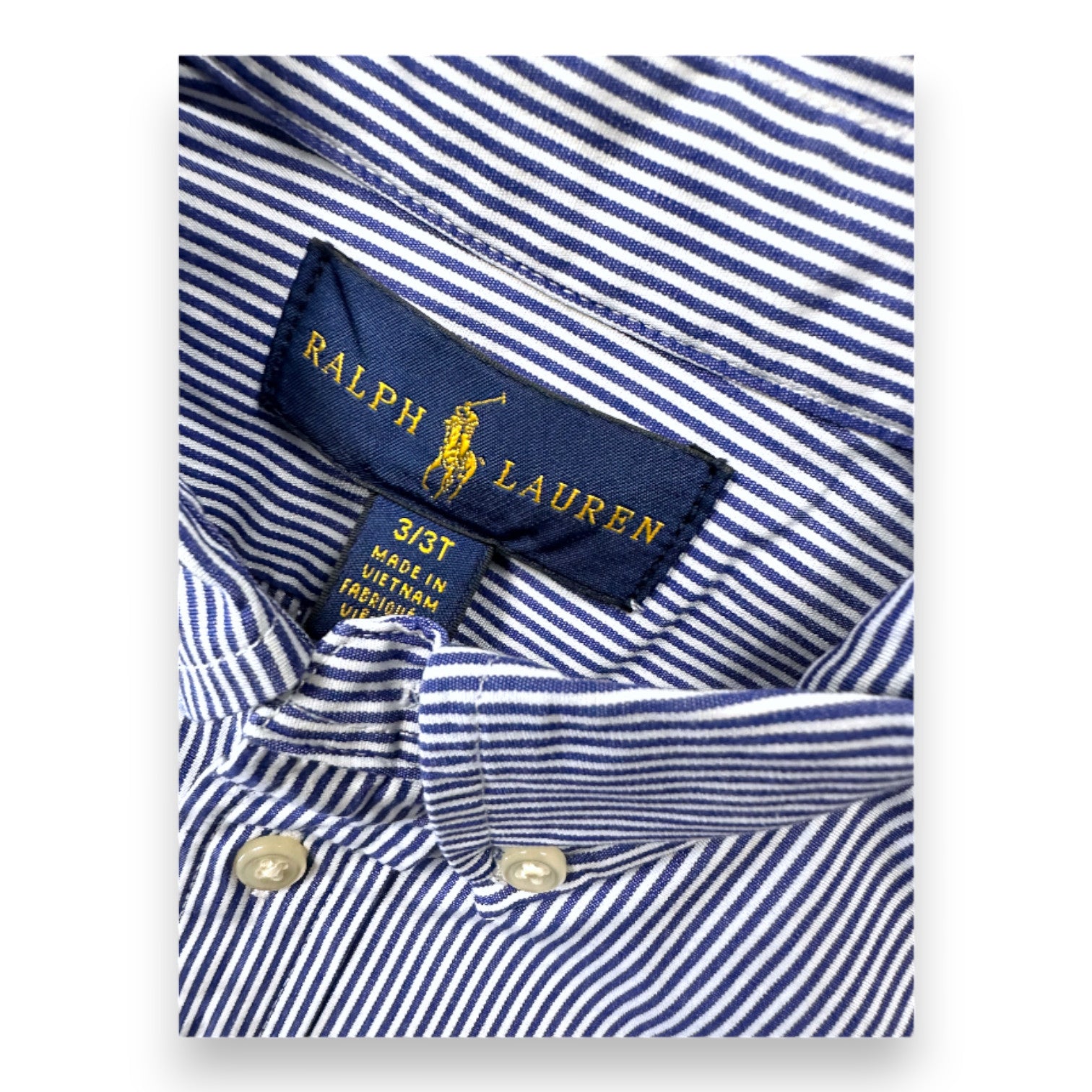 RALPH LAUREN - Weißes Hemd mit blauen Streifen - 3 Jahre