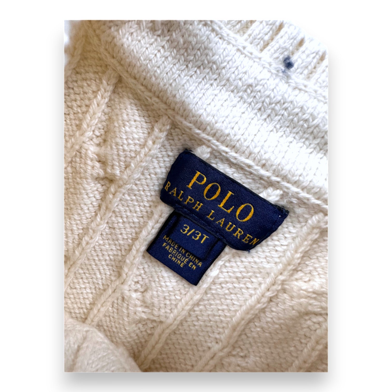 RALPH LAUREN - Weißer ärmelloser Pullover mit blauen und gelben Details - 3 Jahre