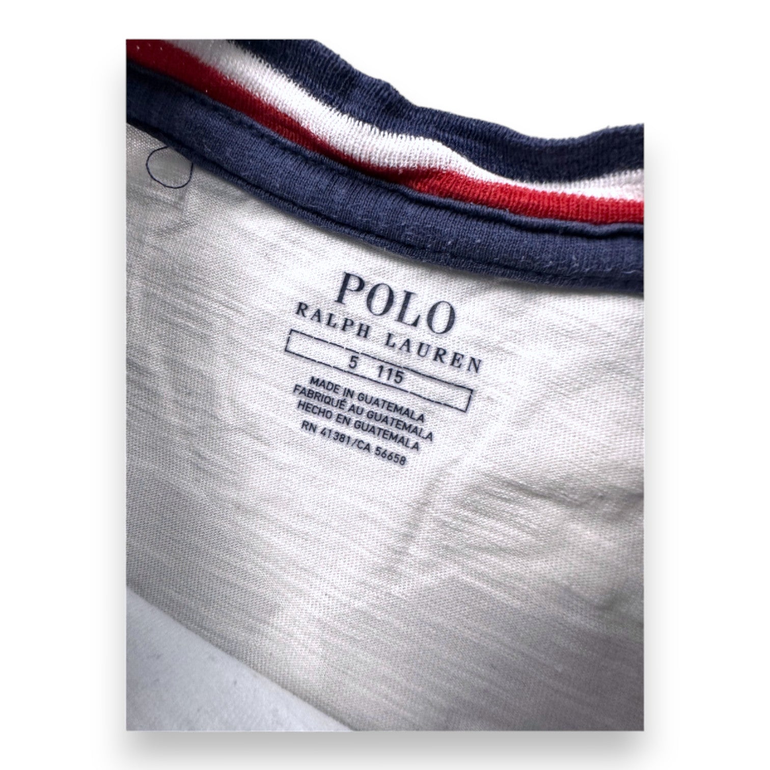 RALPH LAUREN - Blau-weißes Langarm-T-Shirt mit Prints - 5 Jahre