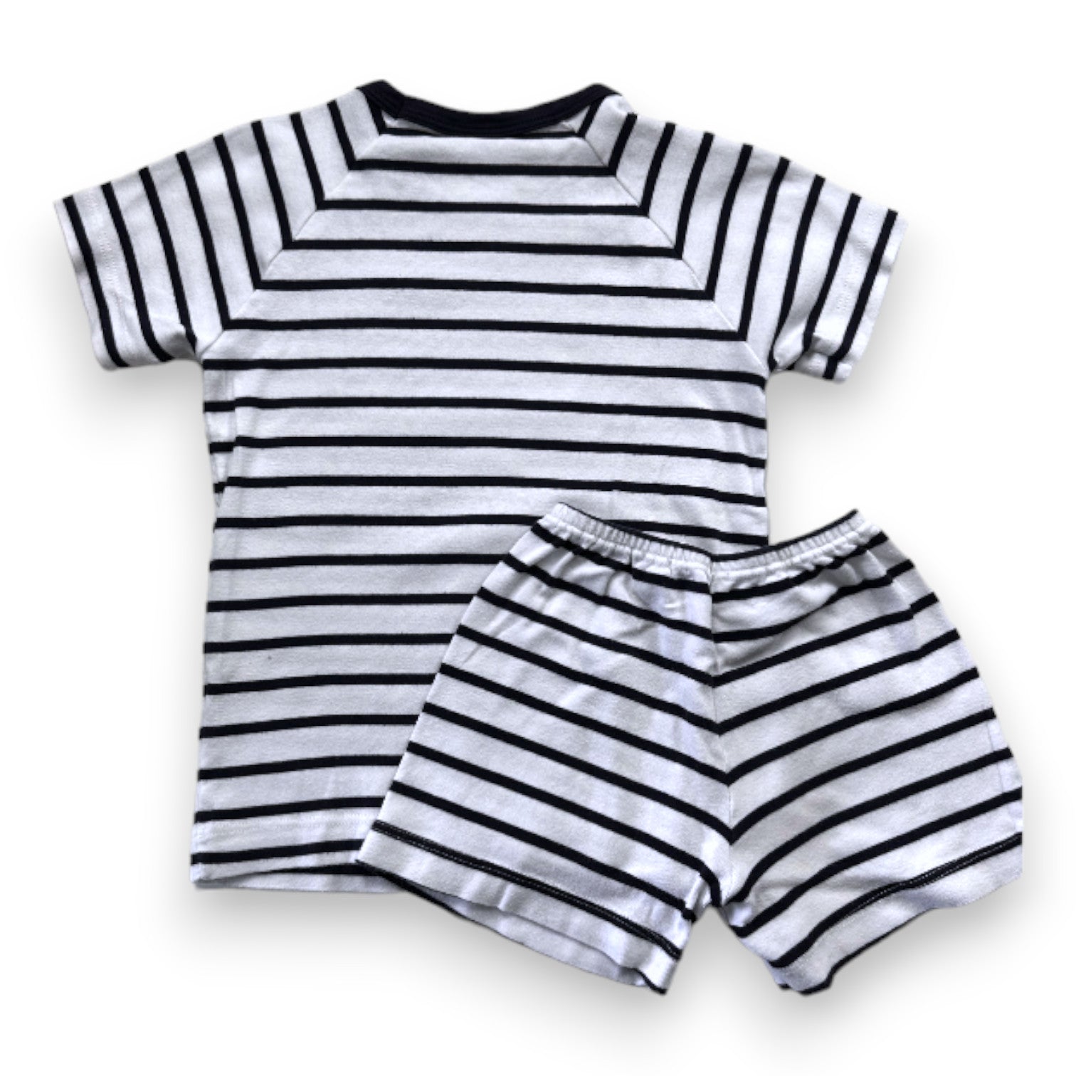 PETIT BATEAU - White and blue striped pajama set - 6 years
