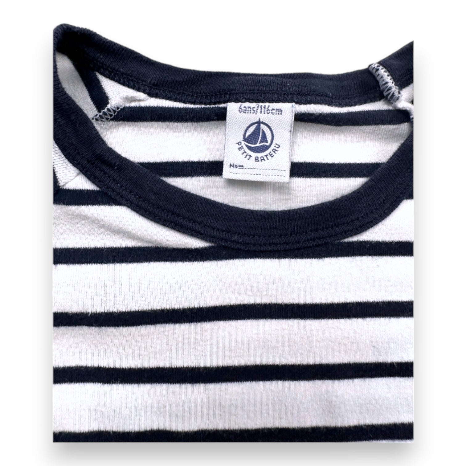 PETIT BATEAU - White and blue striped pajama set - 6 years