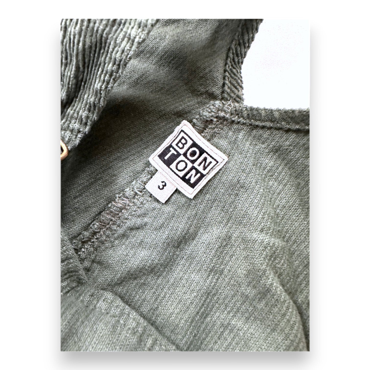 Bonton- Salopette verte en velours - 3 ans