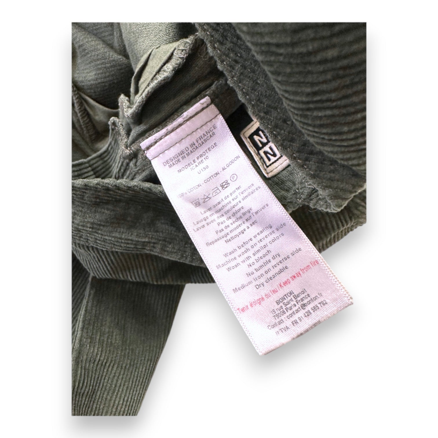 Bonton- Salopette verte en velours - 3 ans