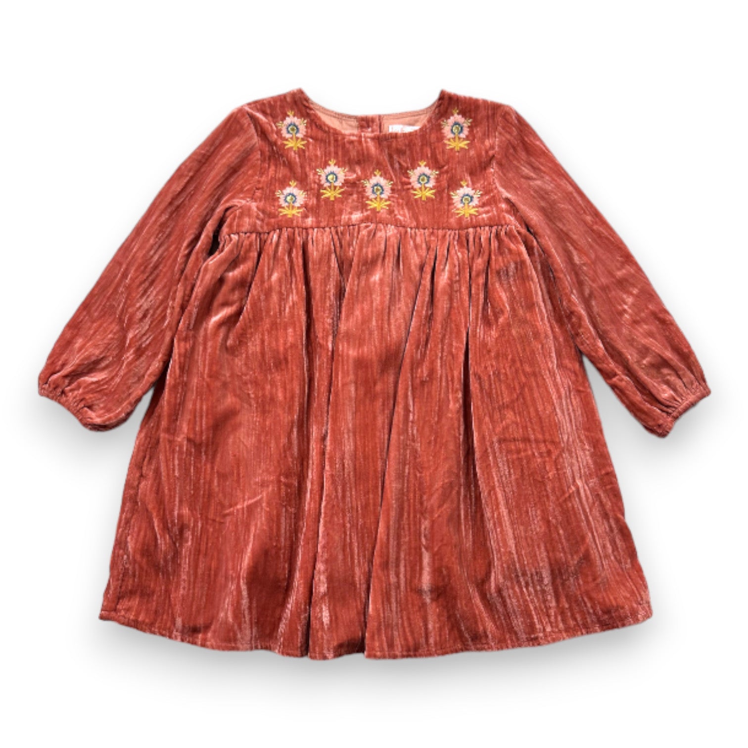 LOUISE MISHA - Robe rose en velours avec broderies - 4 ans