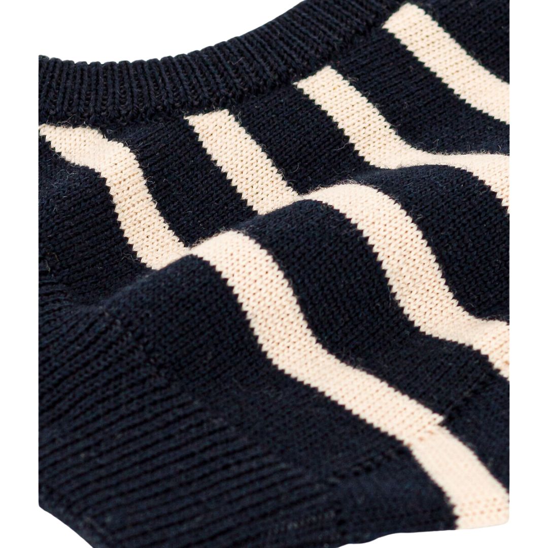 PETIT BATEAU - Navy and white striped wool balaclava - 12/18 months