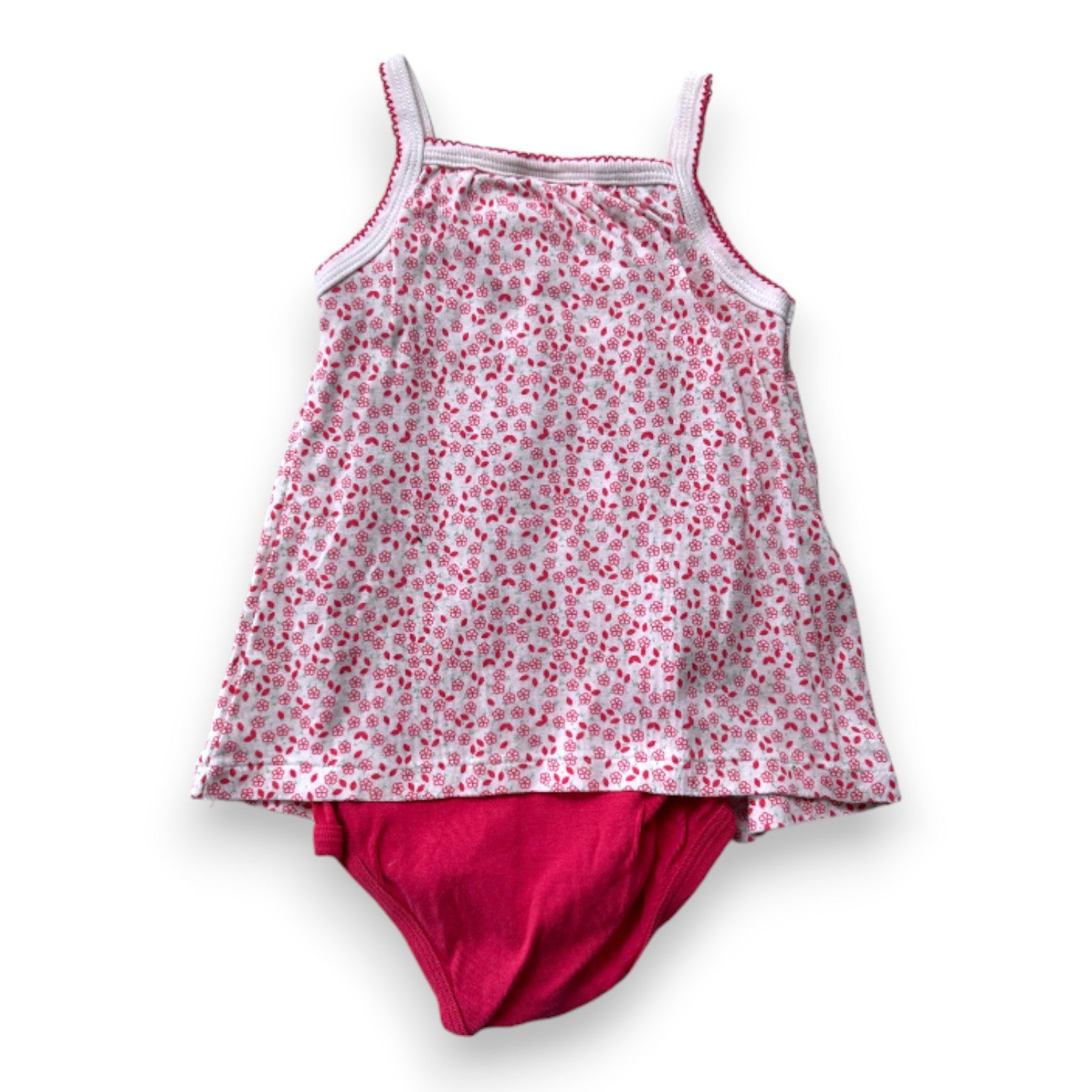 PETIT BATEAU - Weißes Kleid mit rosa Blumen und Body - 2 Jahre