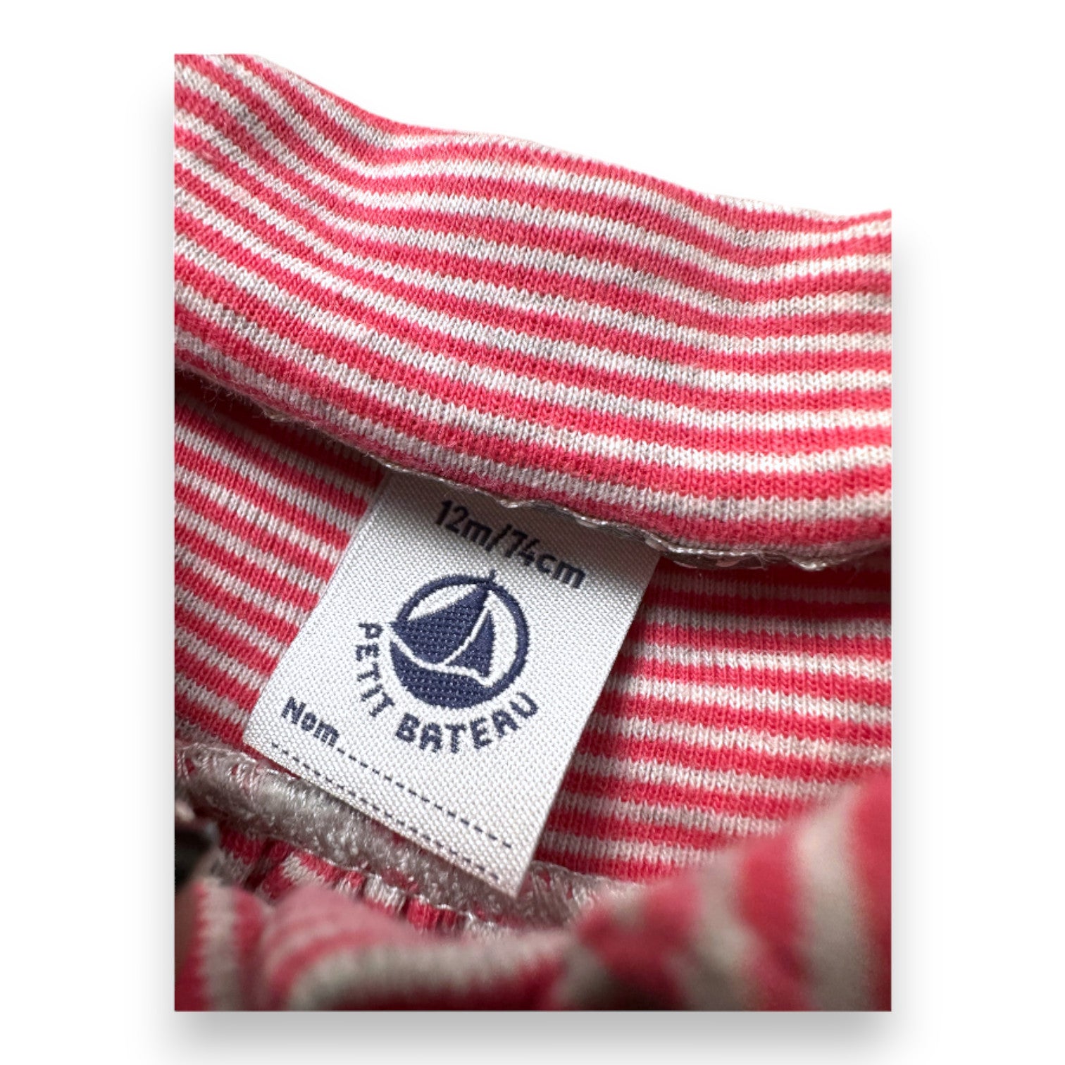 PETIT BATEAU - Rosa-weiß gestreiftes Kleid - 12 Monate