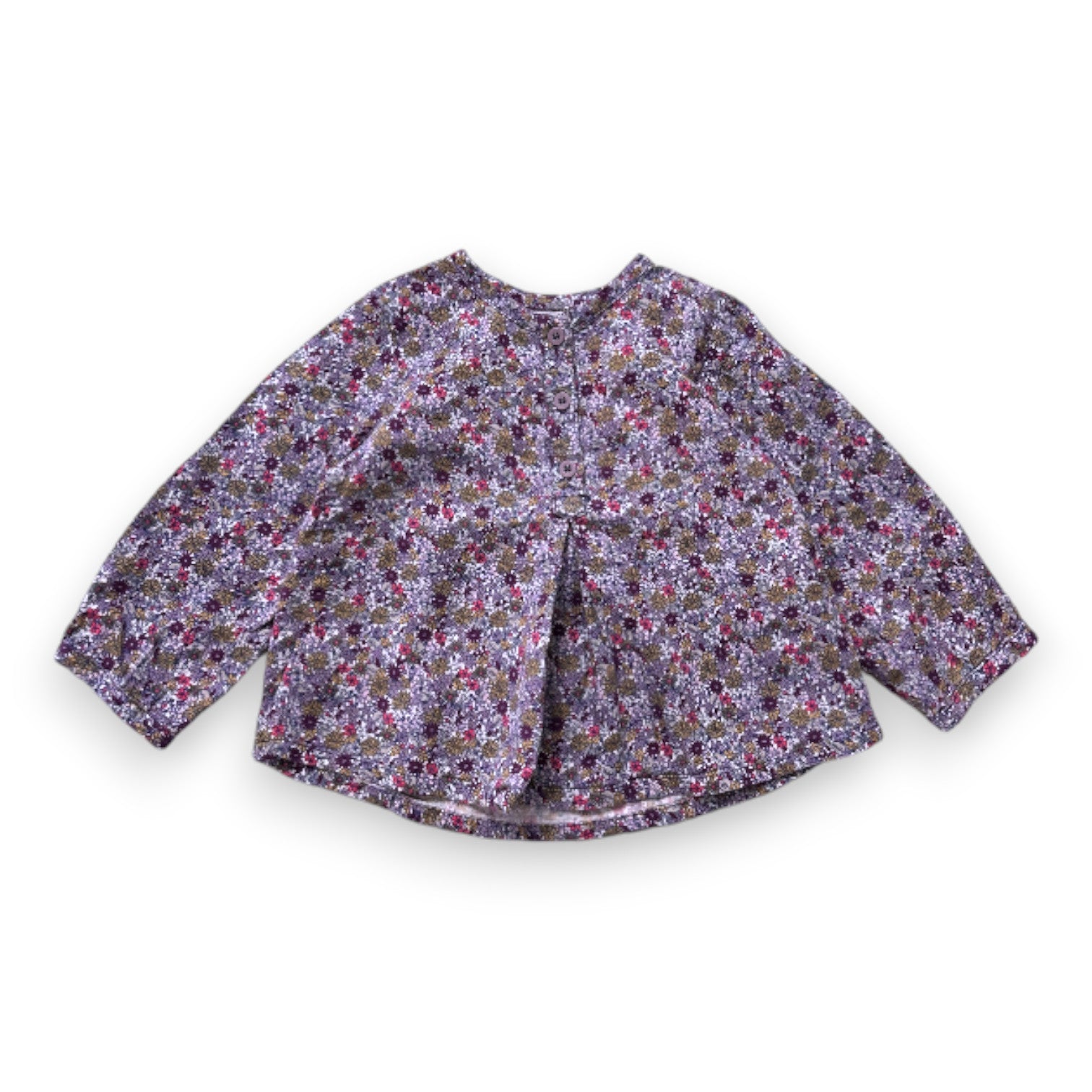 PETIT BATEAU - Lila geblümtes Hemd - 18 Monate