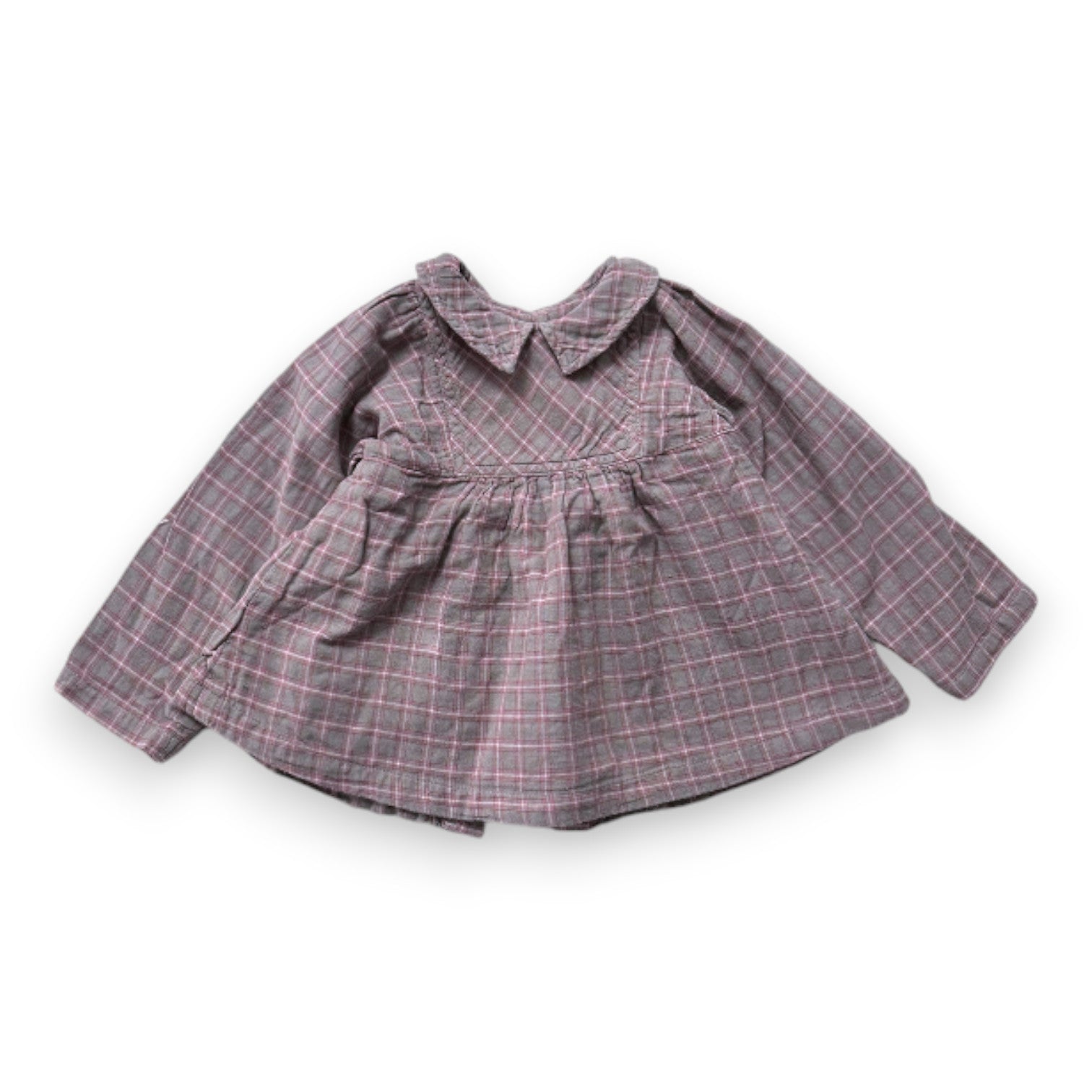 PETIT BATEAU - Blouse grise à carreaux - 18 mois