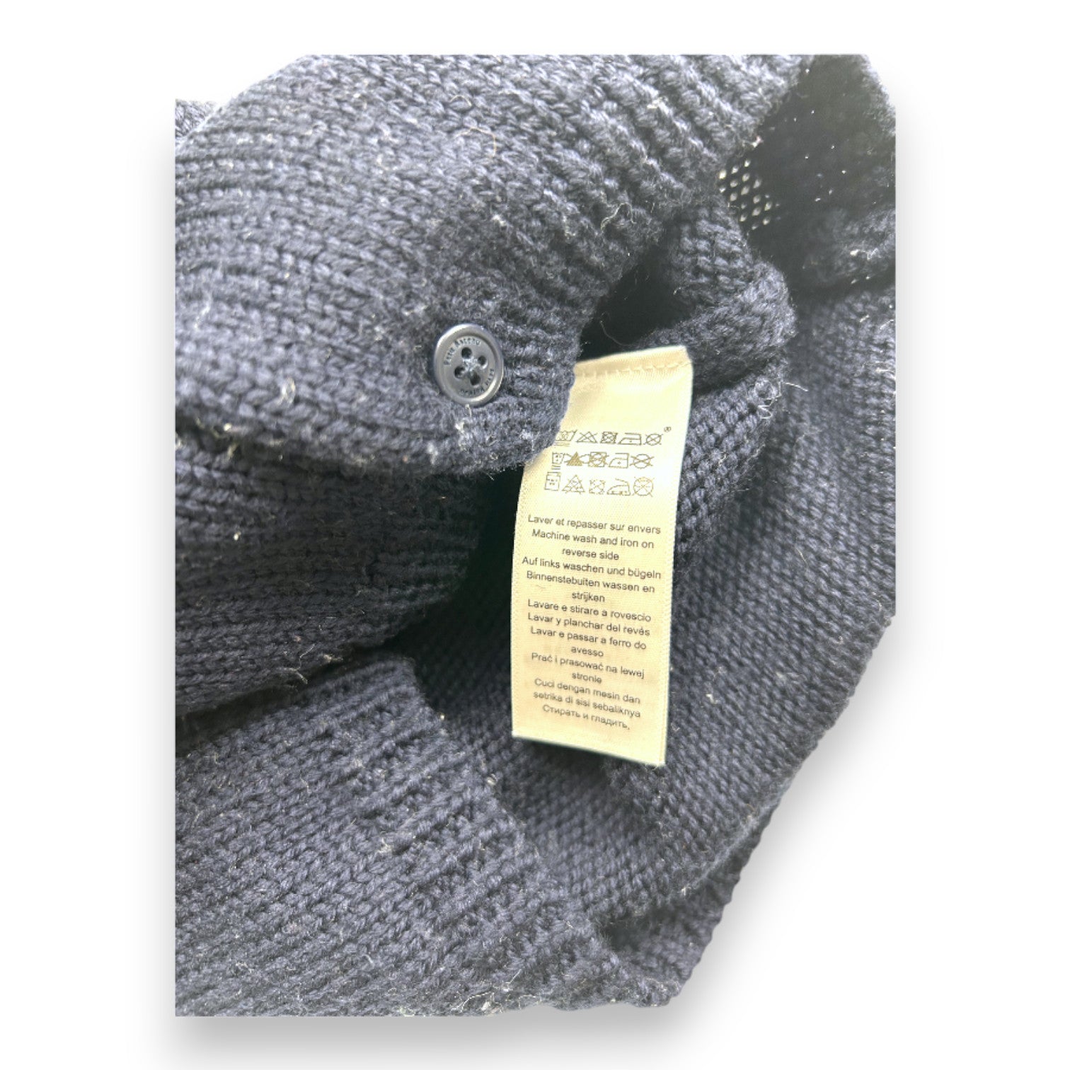 PETIT BATEAU - Navy blue wool cardigan - 12 months