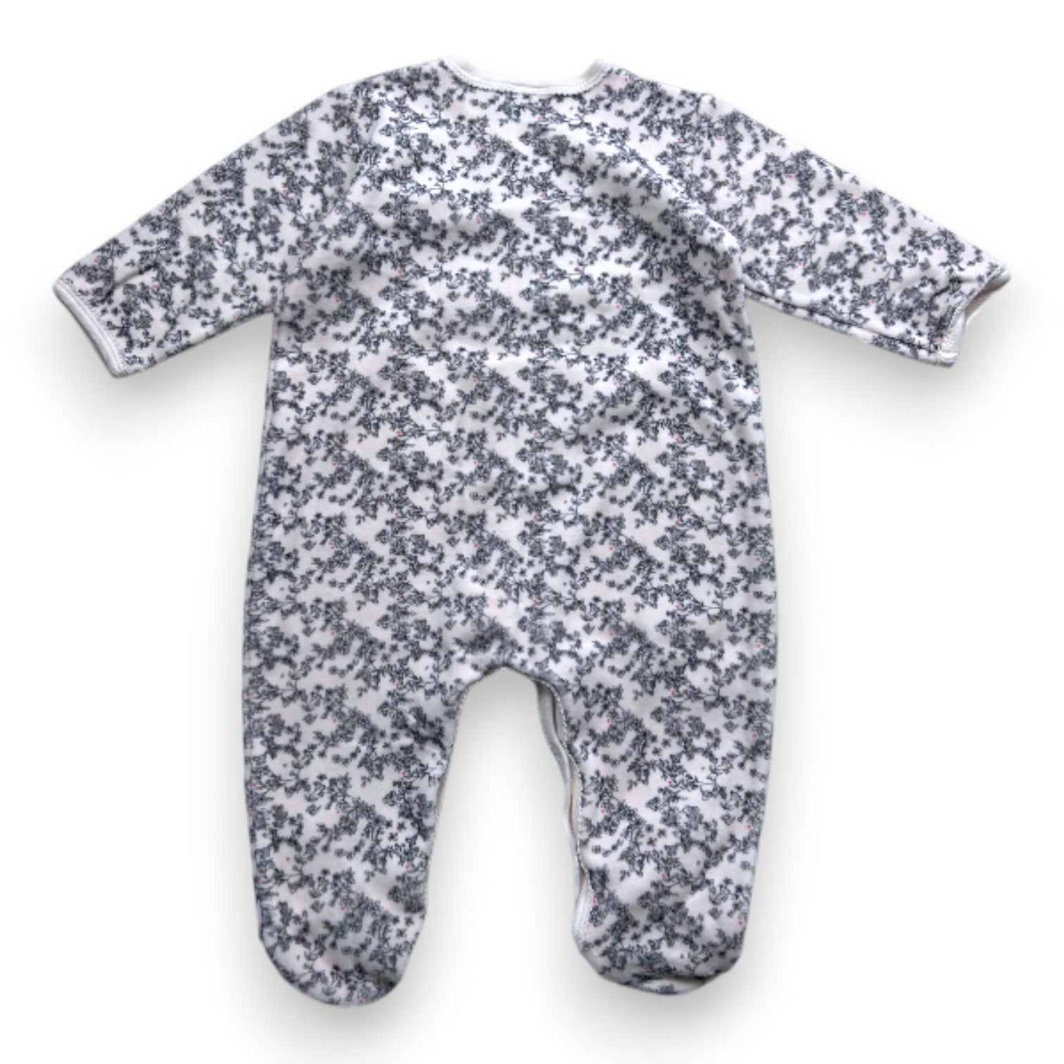PETIT BATEAU - Weißer Pyjama mit Blumenmuster - 12 Monate