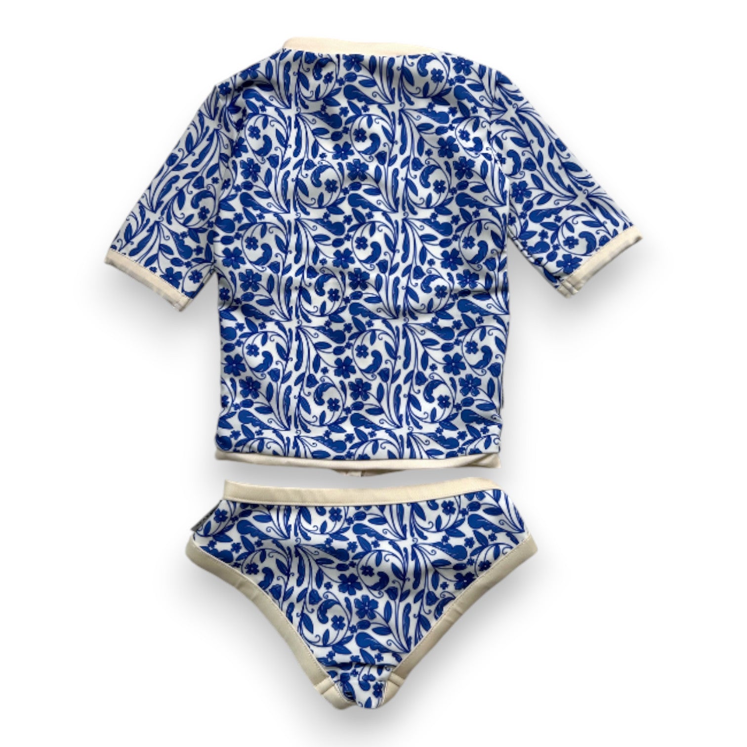 SEA BASS - White and blue patterned swimsuit set - 2 years