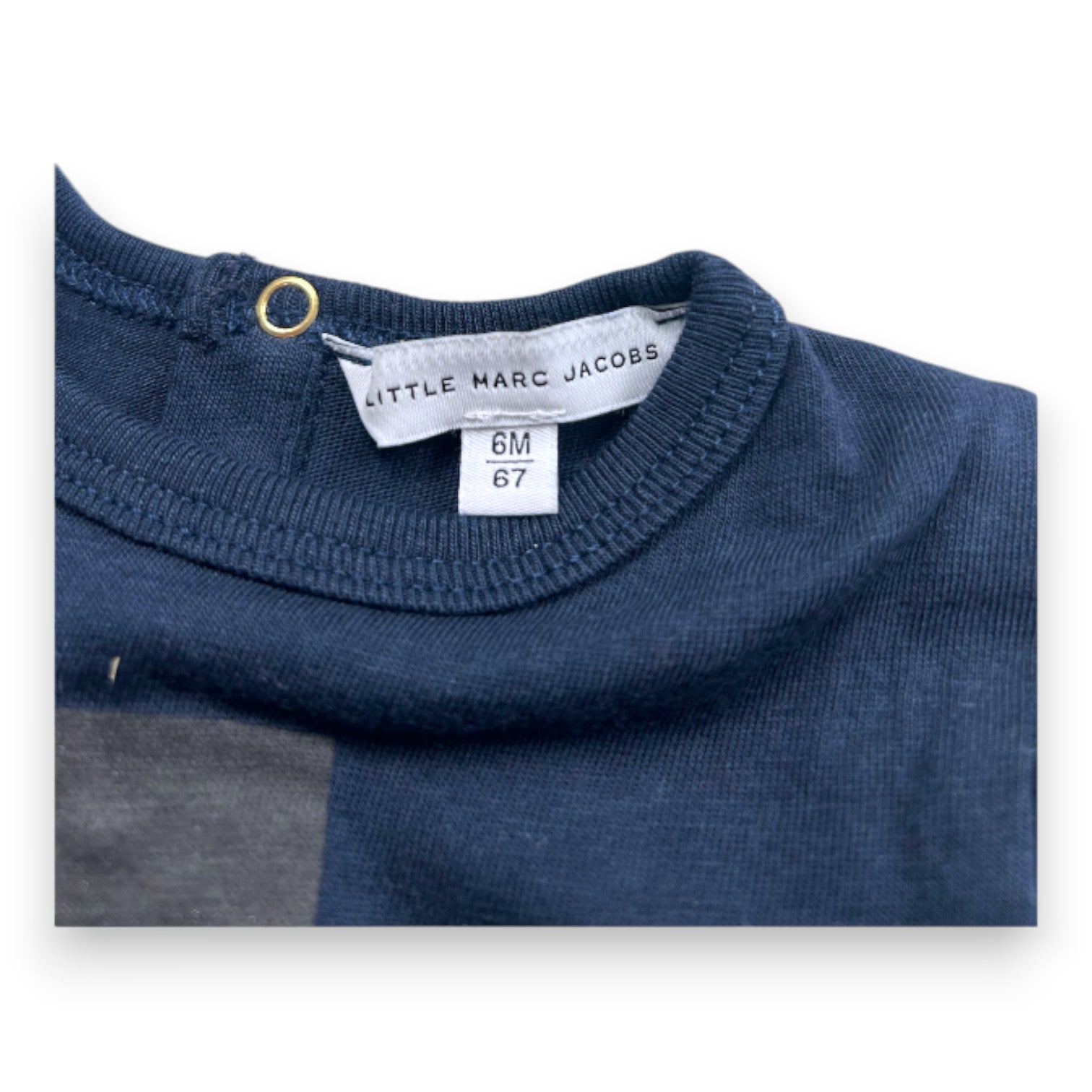 LITTLE MARC JACOBS - Navy Blue Long Sleeve T-Shirt with Prints - 6 Months