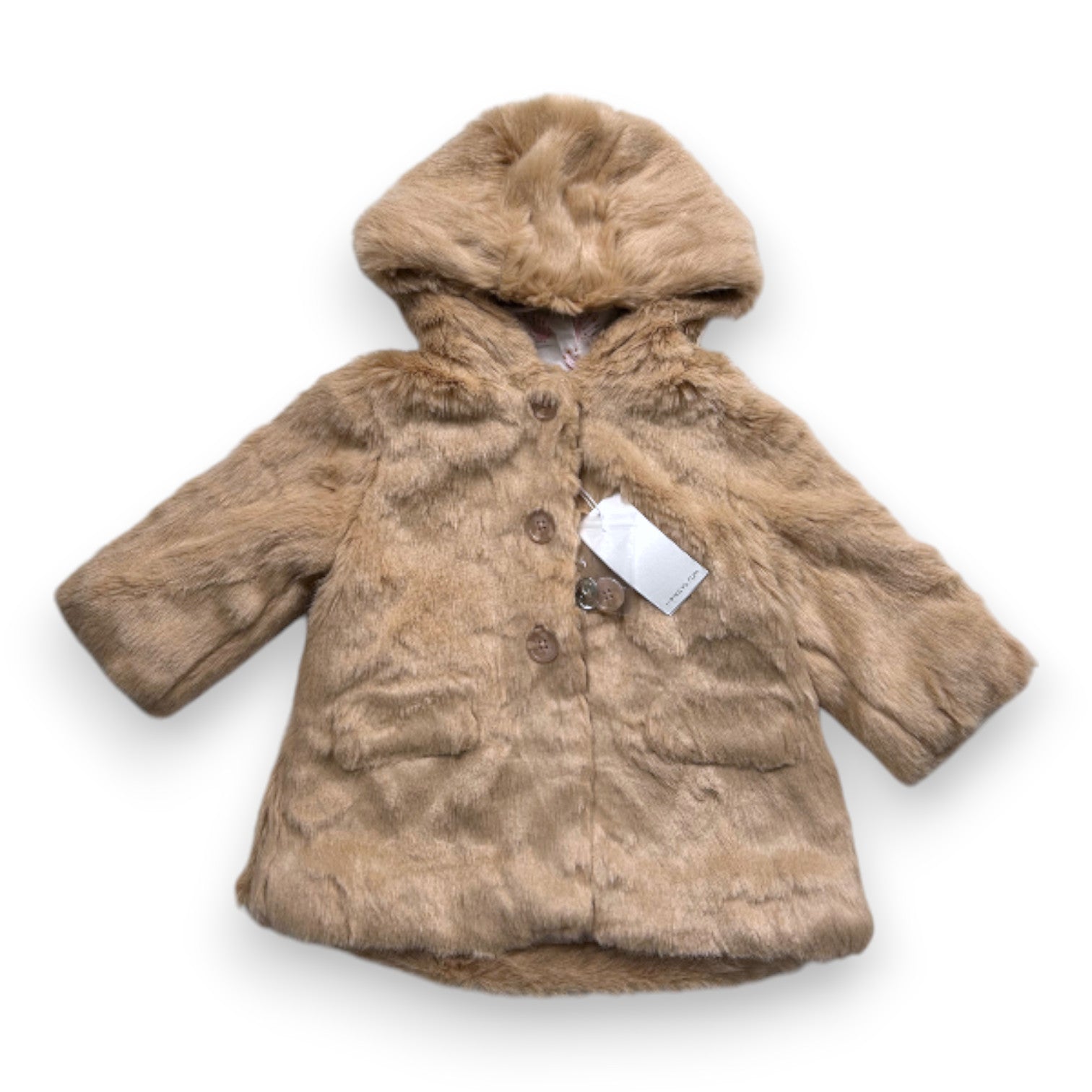 NATALYS - New pink faux fur coat - 6 months