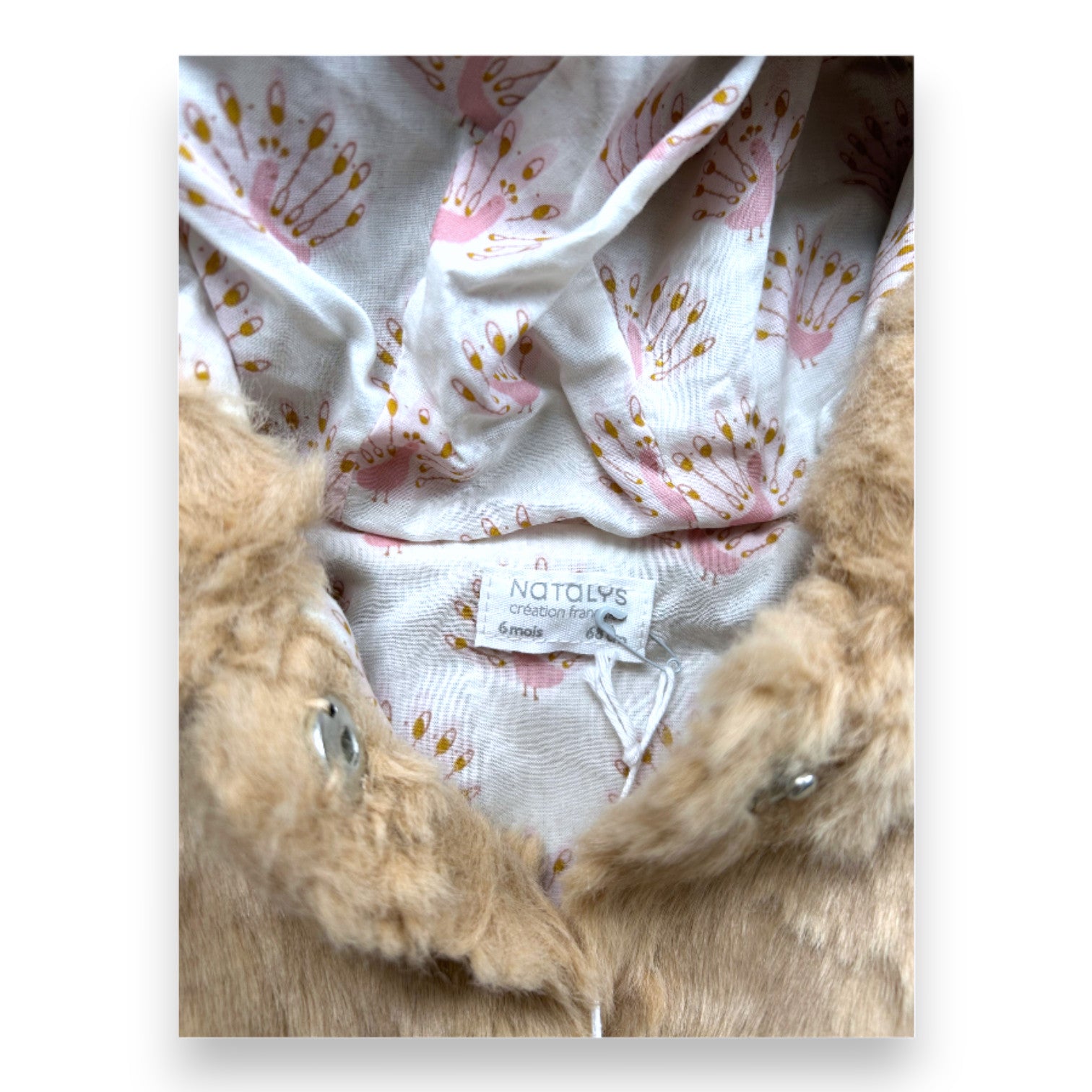 NATALYS - New pink faux fur coat - 6 months