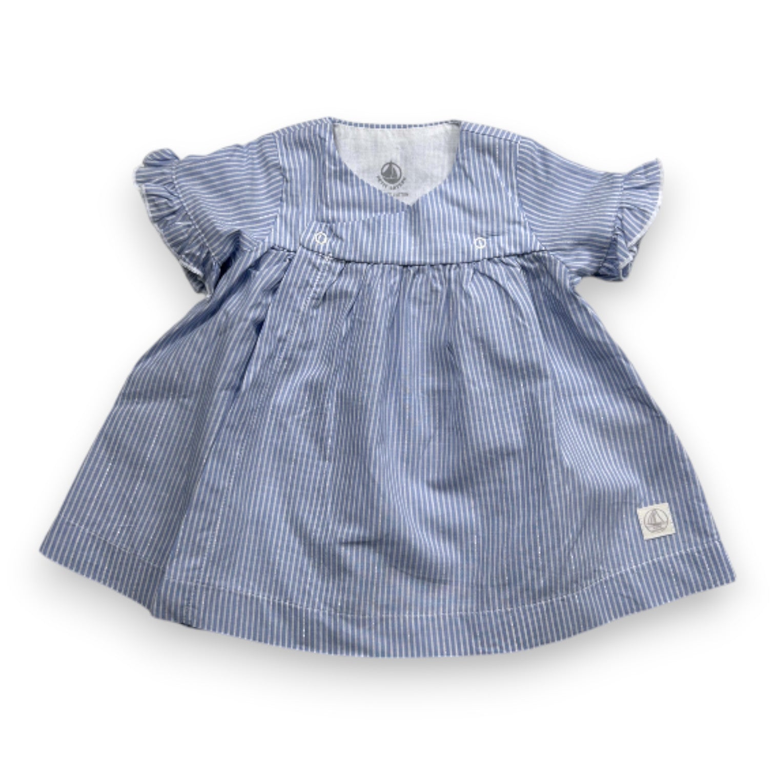 PETIT BATEAU - Blue striped dress - 3 months
