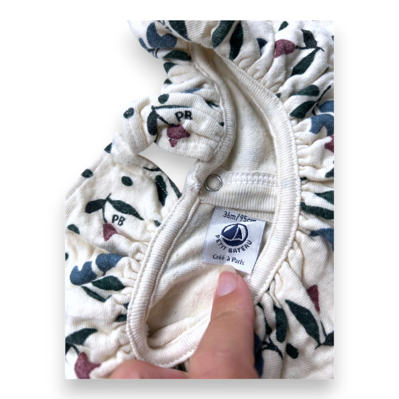 PETIT BATEAU - Blouse beige à fleurs - 3 ans