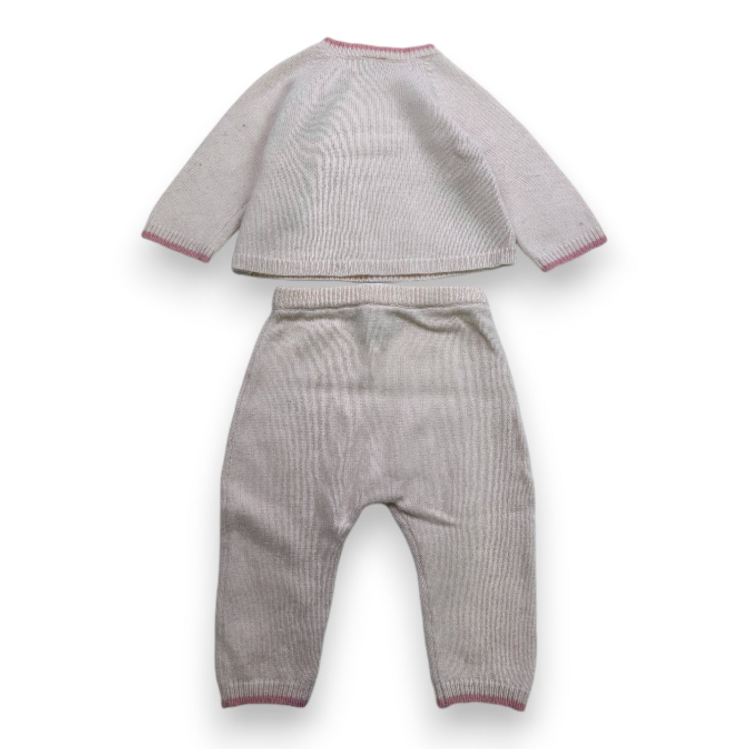 PETIT BATEAU - Pink wool sweater and pants set - 6 months