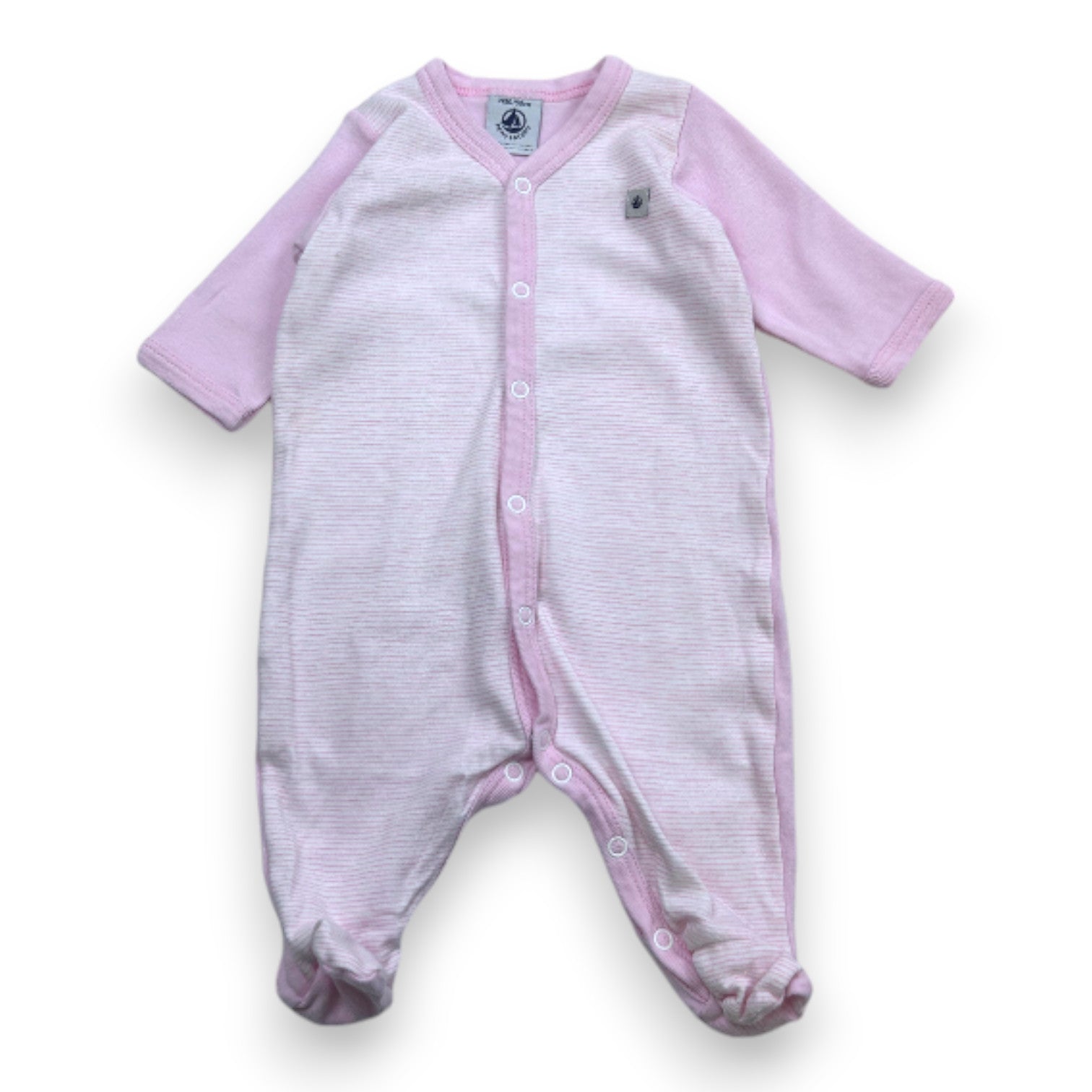 PETIT BATEAU - Pink striped pajamas - 0 months