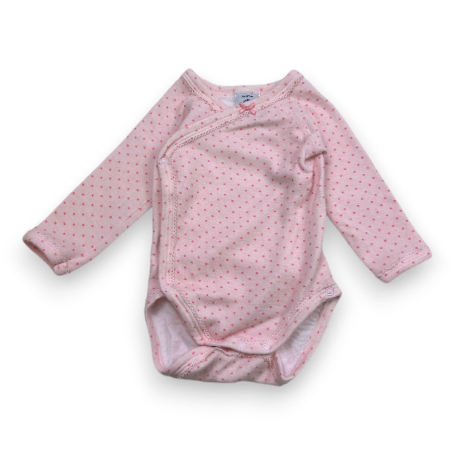 PETIT BATEAU - Pink long-sleeved polka dot bodysuit - 6 months