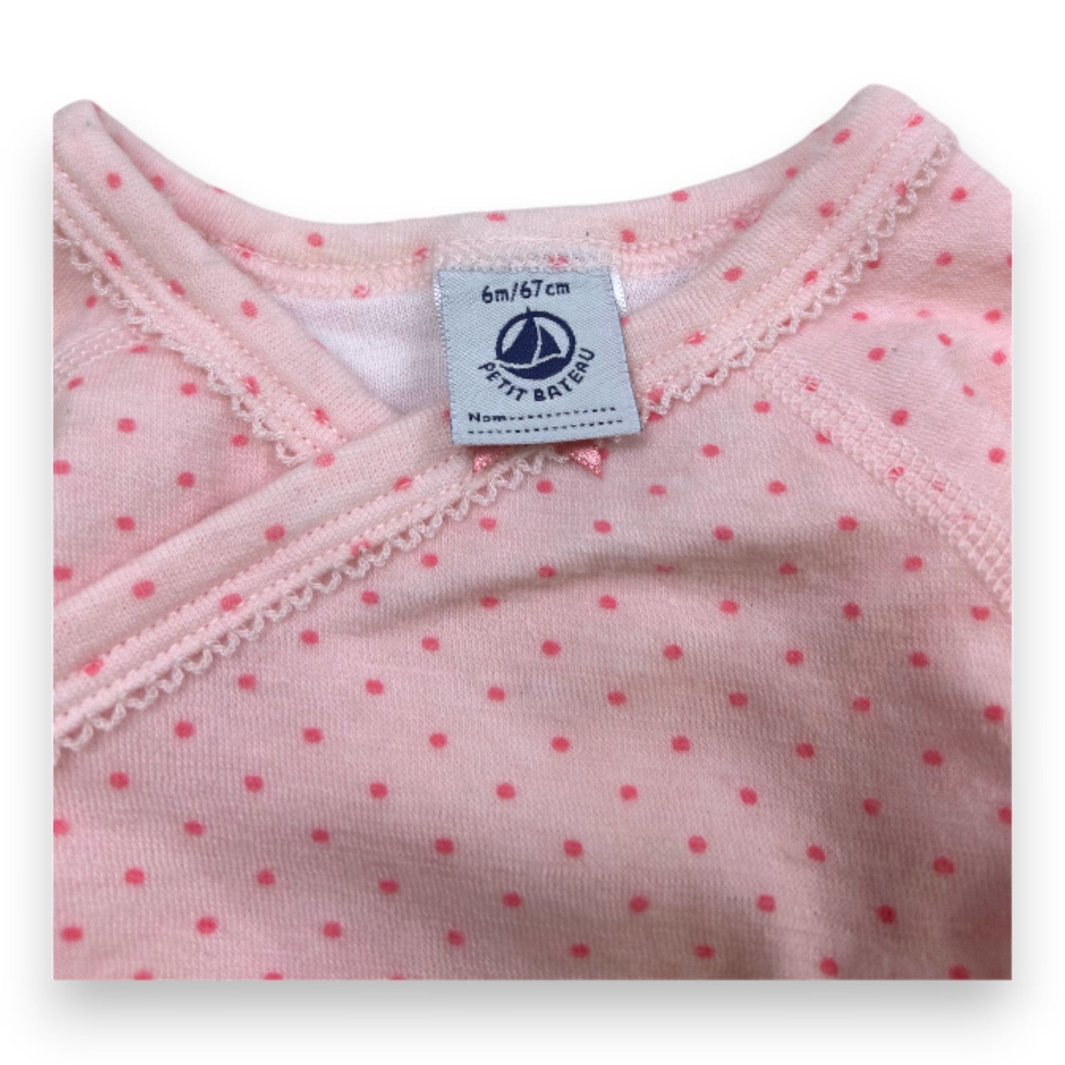 PETIT BATEAU - Body rose à manches longues à pois - 6 mois