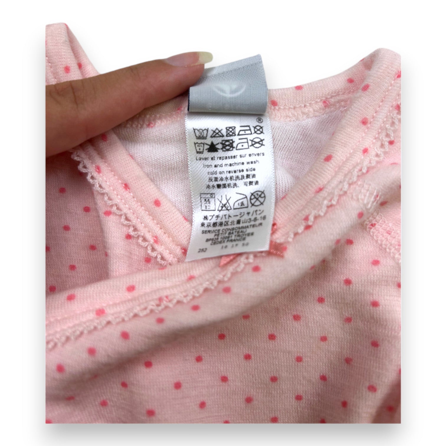 PETIT BATEAU - Body rose à manches longues à pois - 6 mois