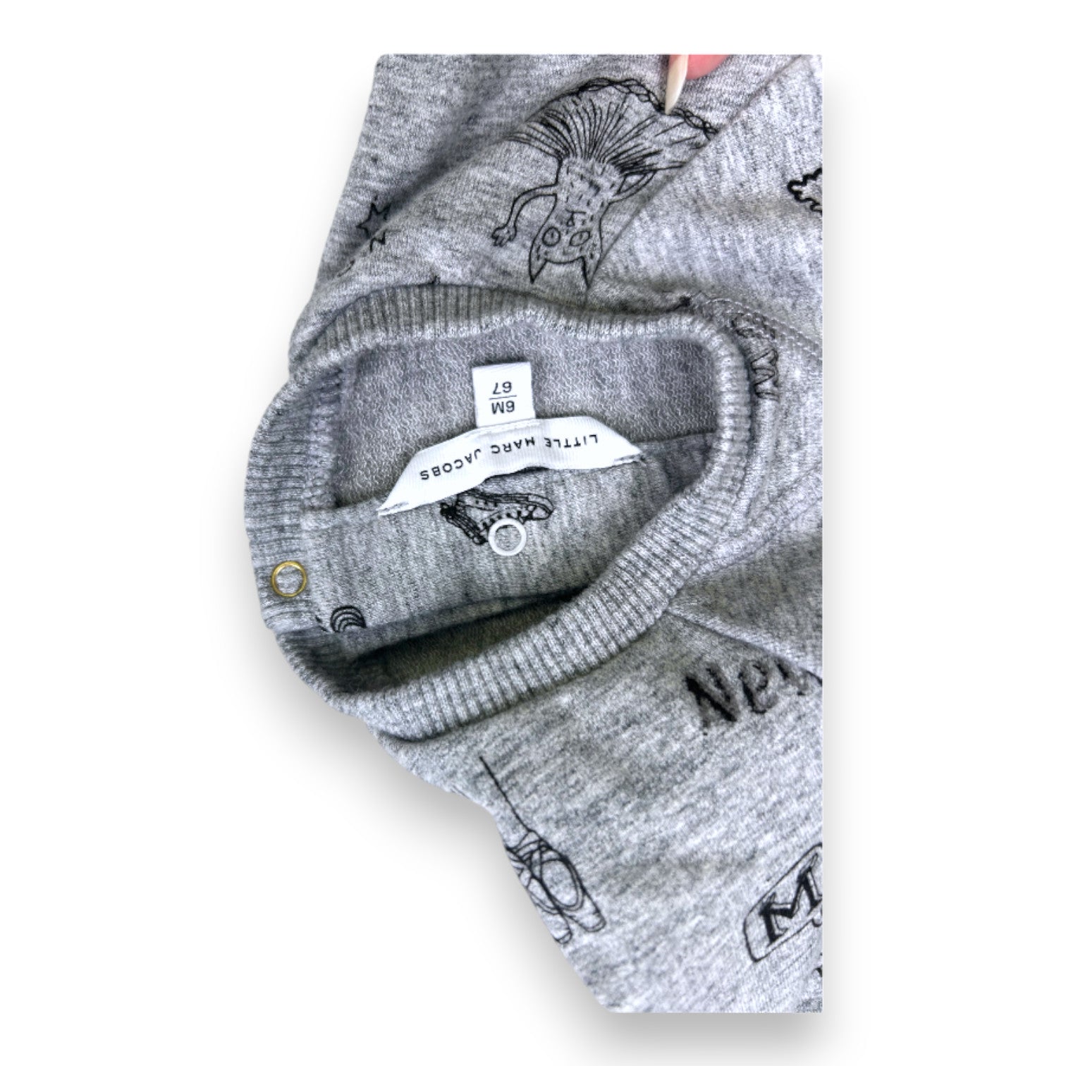 LITTLE MARC JACOBS - Robe grise avec imprimés - 6 mois