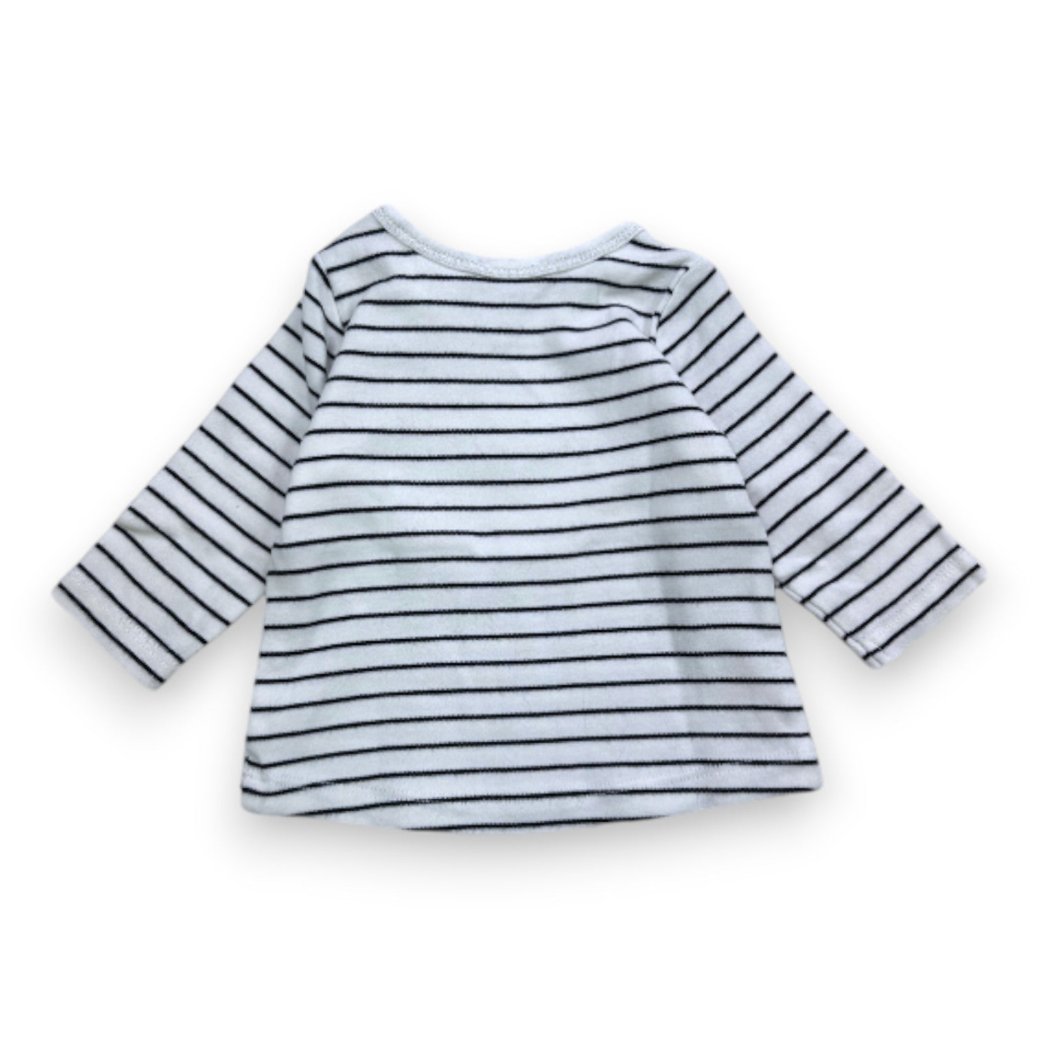 IKKS - Weißes Langarm-T-Shirt mit schwarzen Streifen - 3 Monate