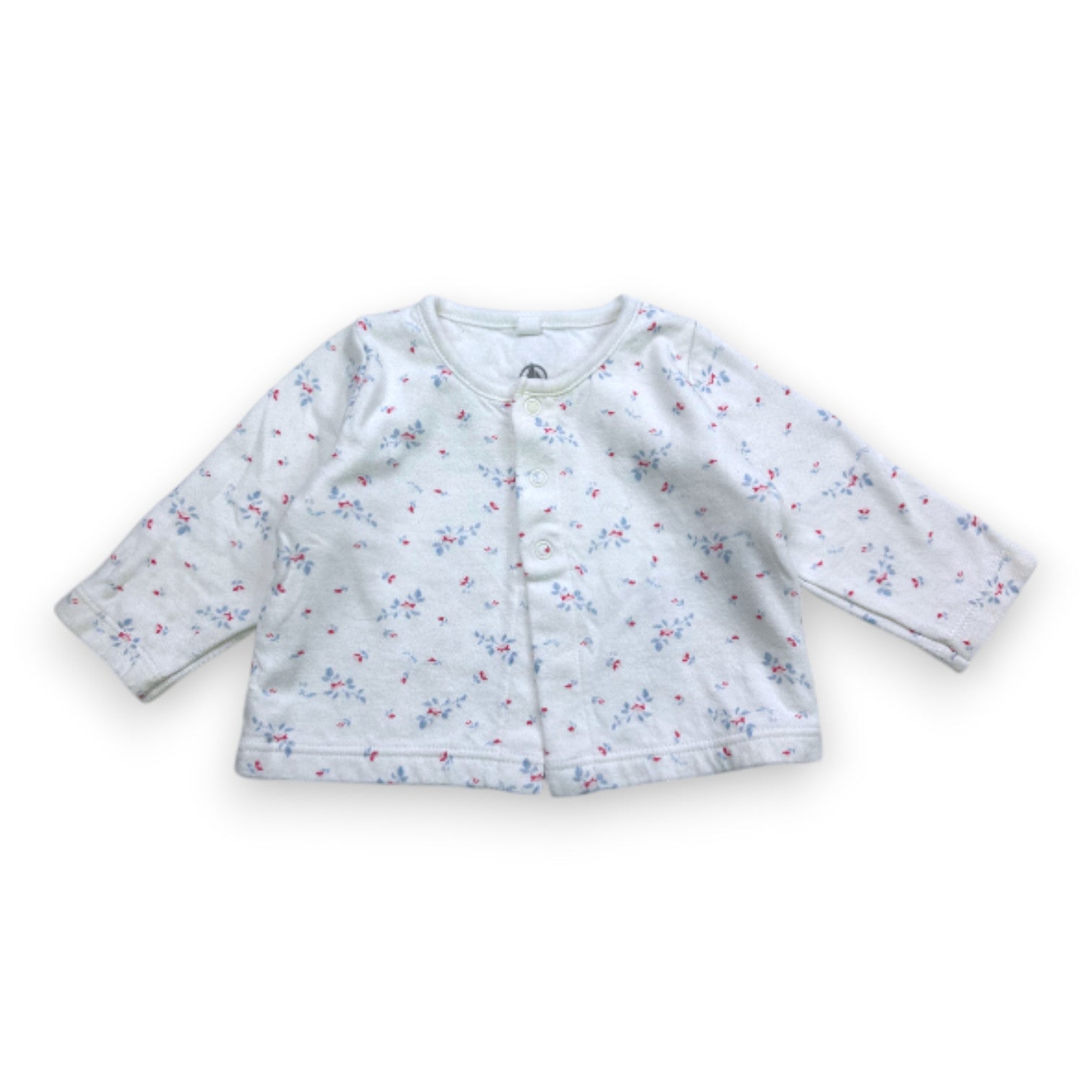 PETIT BATEAU - White floral cardigan - 3 months