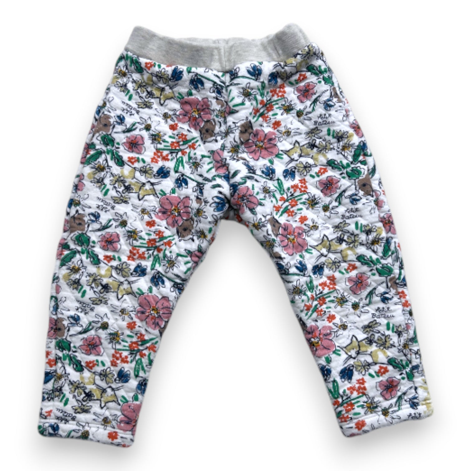 PETIT BATEAU - White jogging pants with prints - 2 years