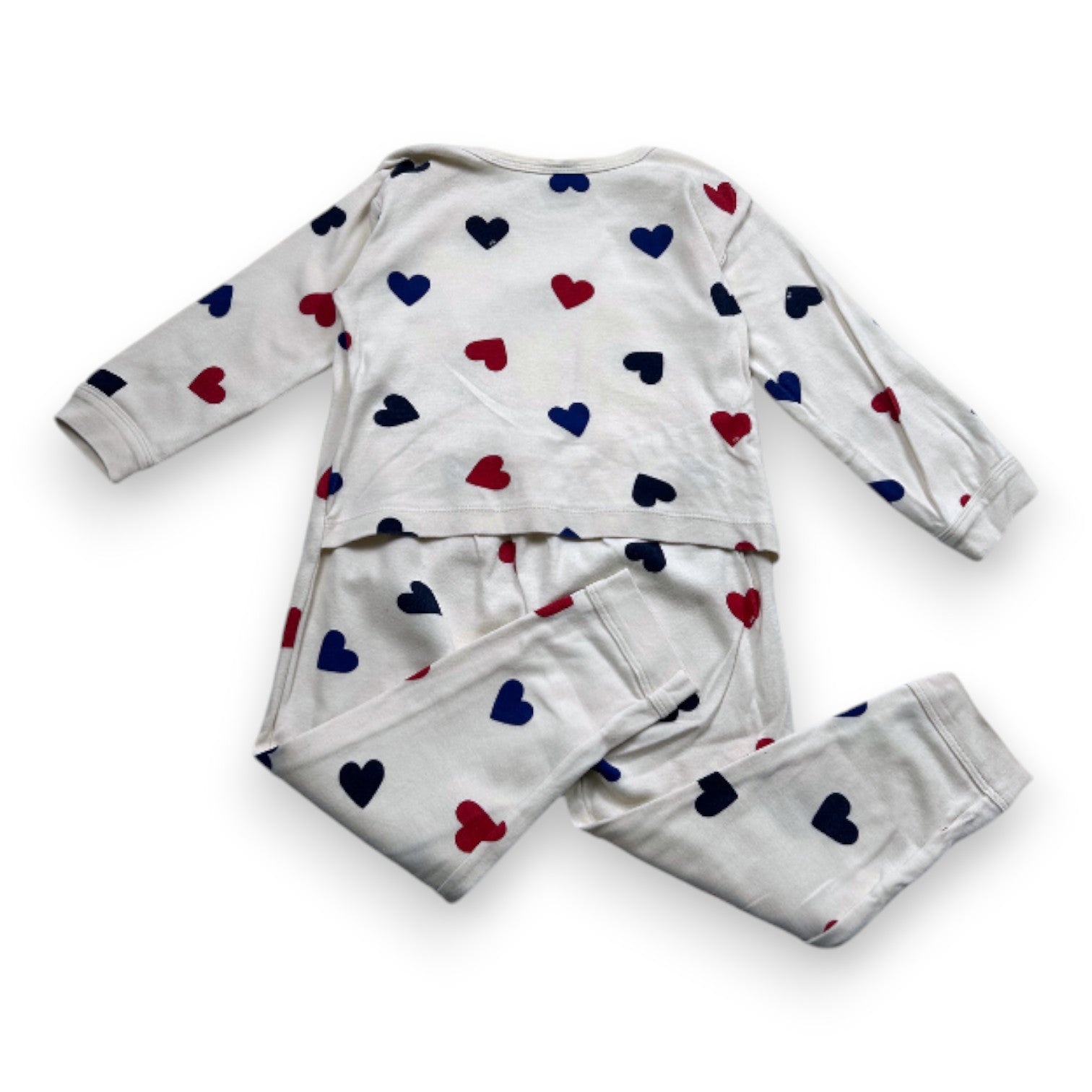 PETIT BATEAU - Beige pajamas with hearts - 3 years