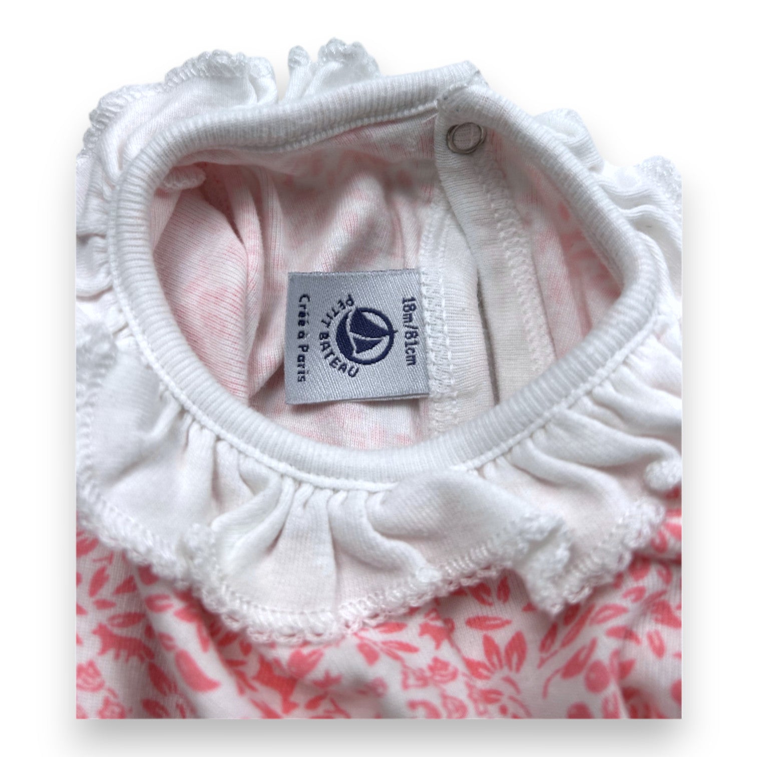 PETIT BATEAU - Weißer Langarm-Body mit rosa Blumen - 18 Monate
