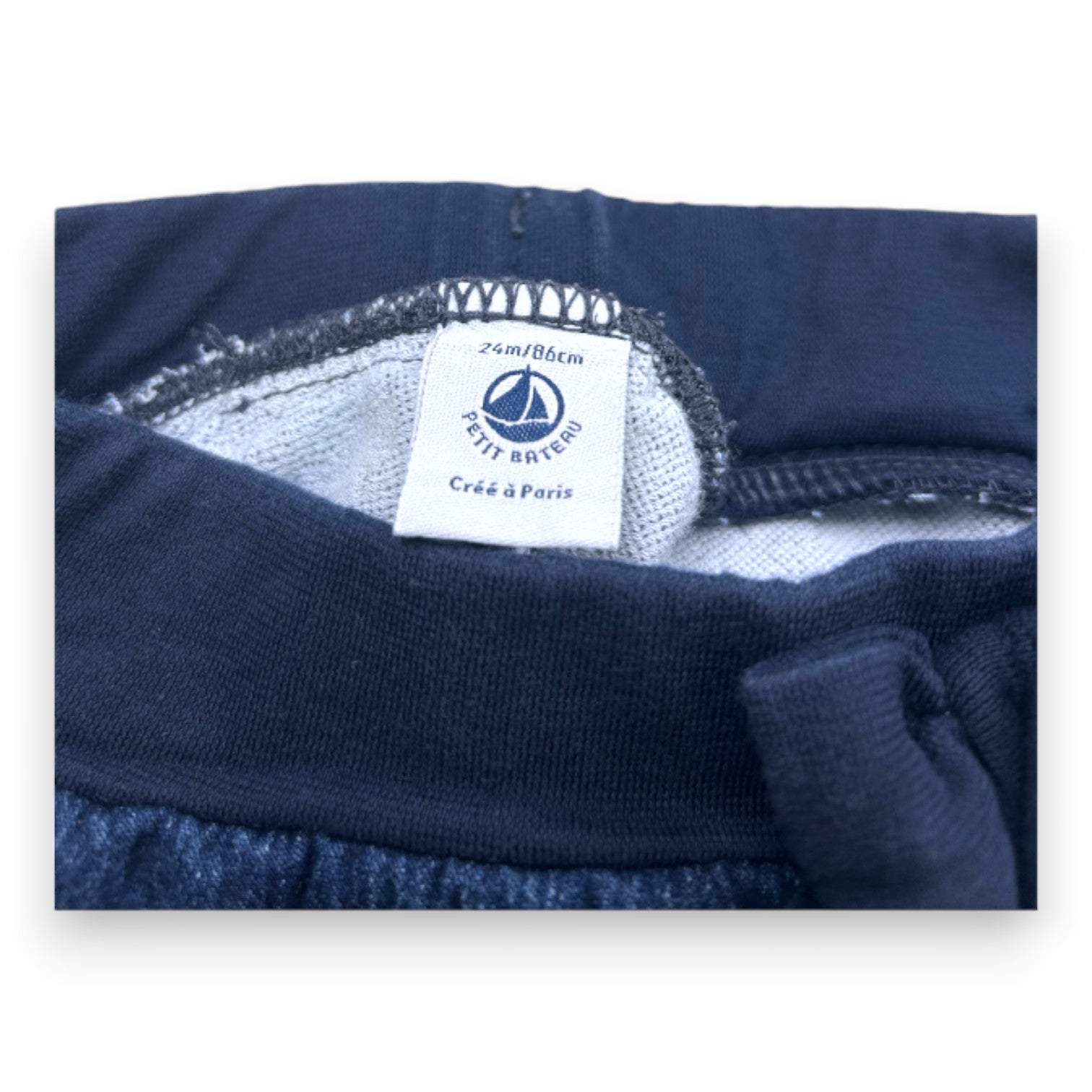 PETIT BATEAU - Blue denim effect jogging pants - 2 years